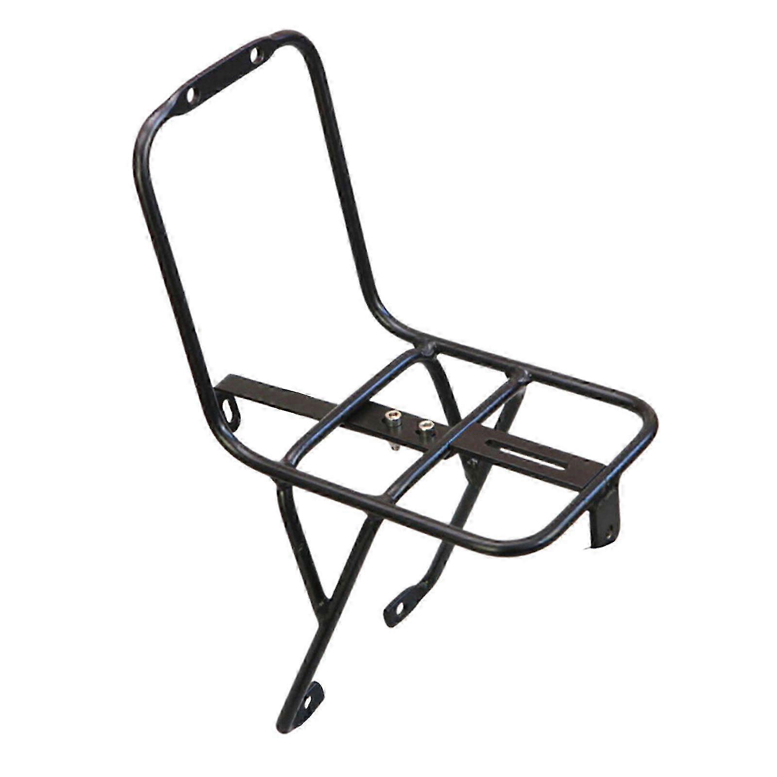 Front Rack for Bicycles, Cargo Carrier Equipment with Pannier Bag and Luggage Shelf, Suitable for Road and Mountain Bikes, Color: Black
