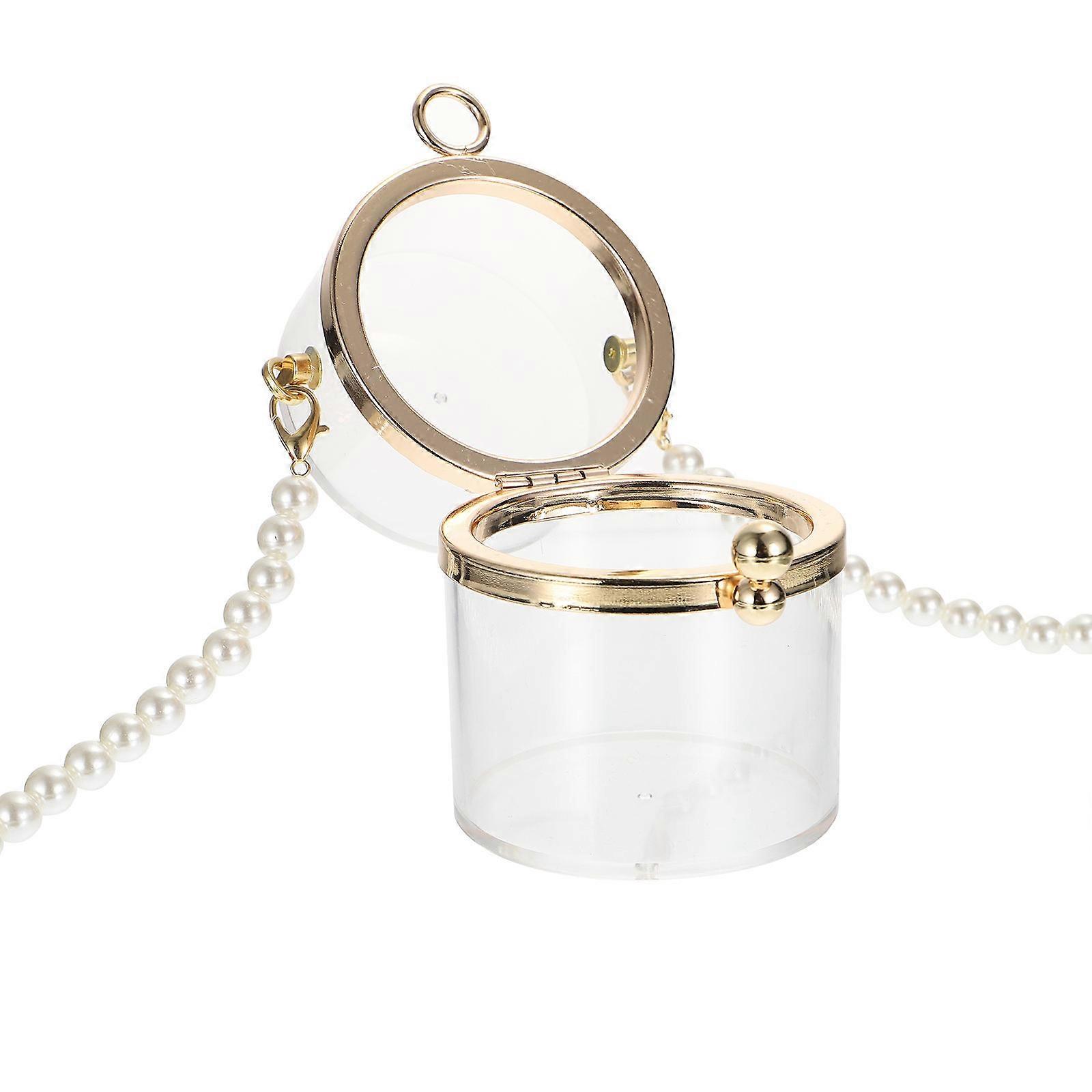 Stylish Transparent Lipstick Shoulder Bag with ABS Pearl Chain, Mini Acrylic Party Purse for Women, Evening Clutch for Shopping, Work & Events