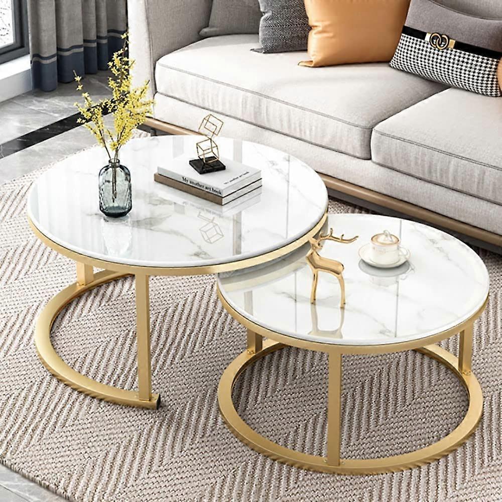 Modern coffee table for living room, 2piece set, stackable side tables, tempered glass, metal, 80x45 60x