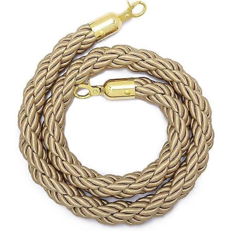 Barrier Rope with Posts 1.5m Beige, Twisted Barrier Rope for Queues, Divider Rope for VIP Areas, Ideal for Hotels and Banks