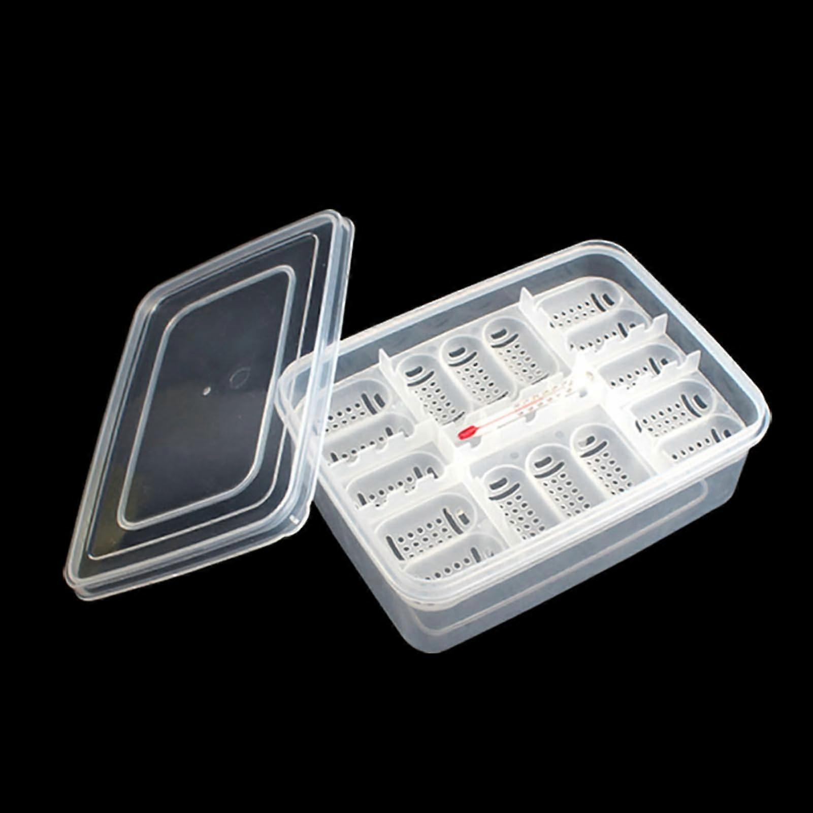 16Grid Reptile Breeding Box, Reptile Egg Incubator, Hatching Incubator for Eggs, Snakes, Lizards, Bearded Dragons, Geckos (Includes Thermometer)