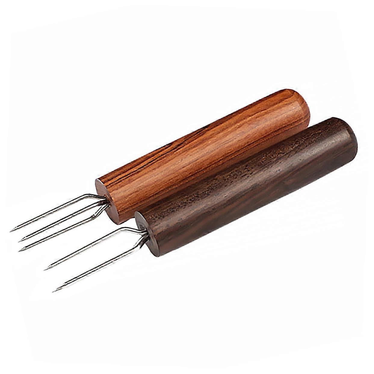 2 pieces of moxibustion extension fork with wooden handle for acupuncture, mugwort holder for moxibustion therapy, home use