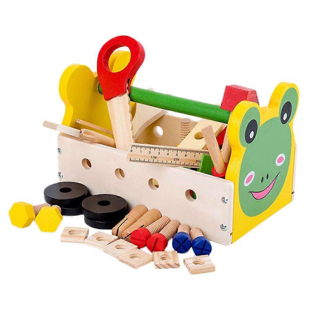 Wooden Tool Box Set Multi Function Educational Toy for Boys Durable Construction Social Skills Intellectual Development Safe Water Based Paint Finish