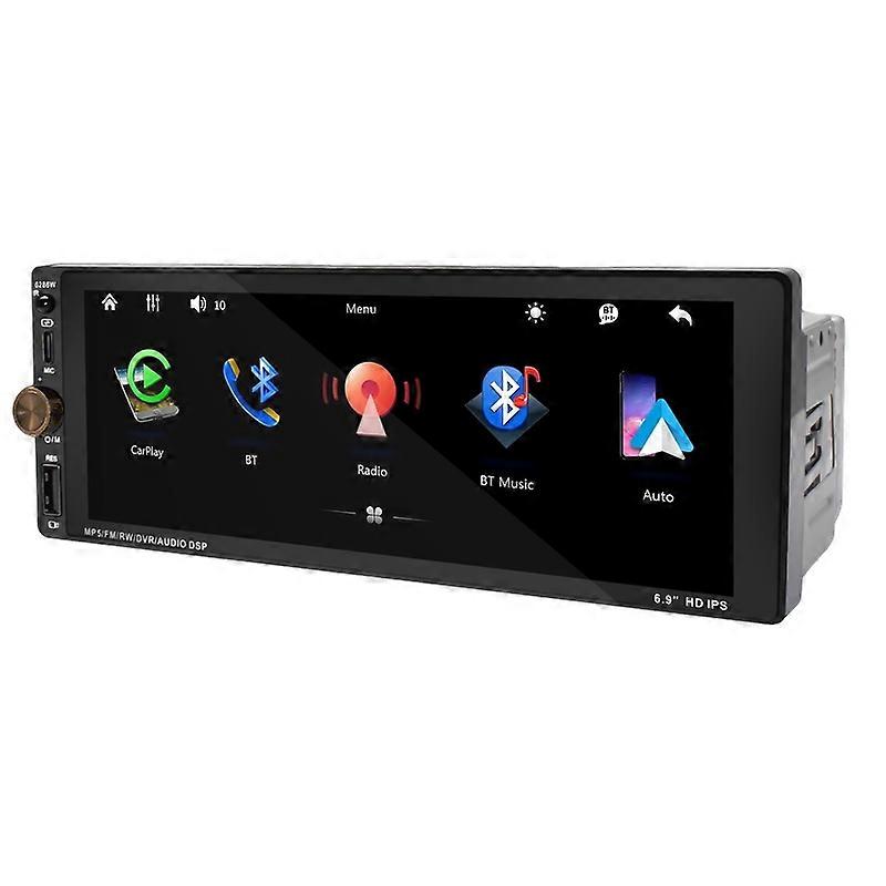 6.9" Single DIN Car Radio Wireless CarPlay Car Bluetooth 5.2 AM FM Radio IPS 1280x480 Backup Camera