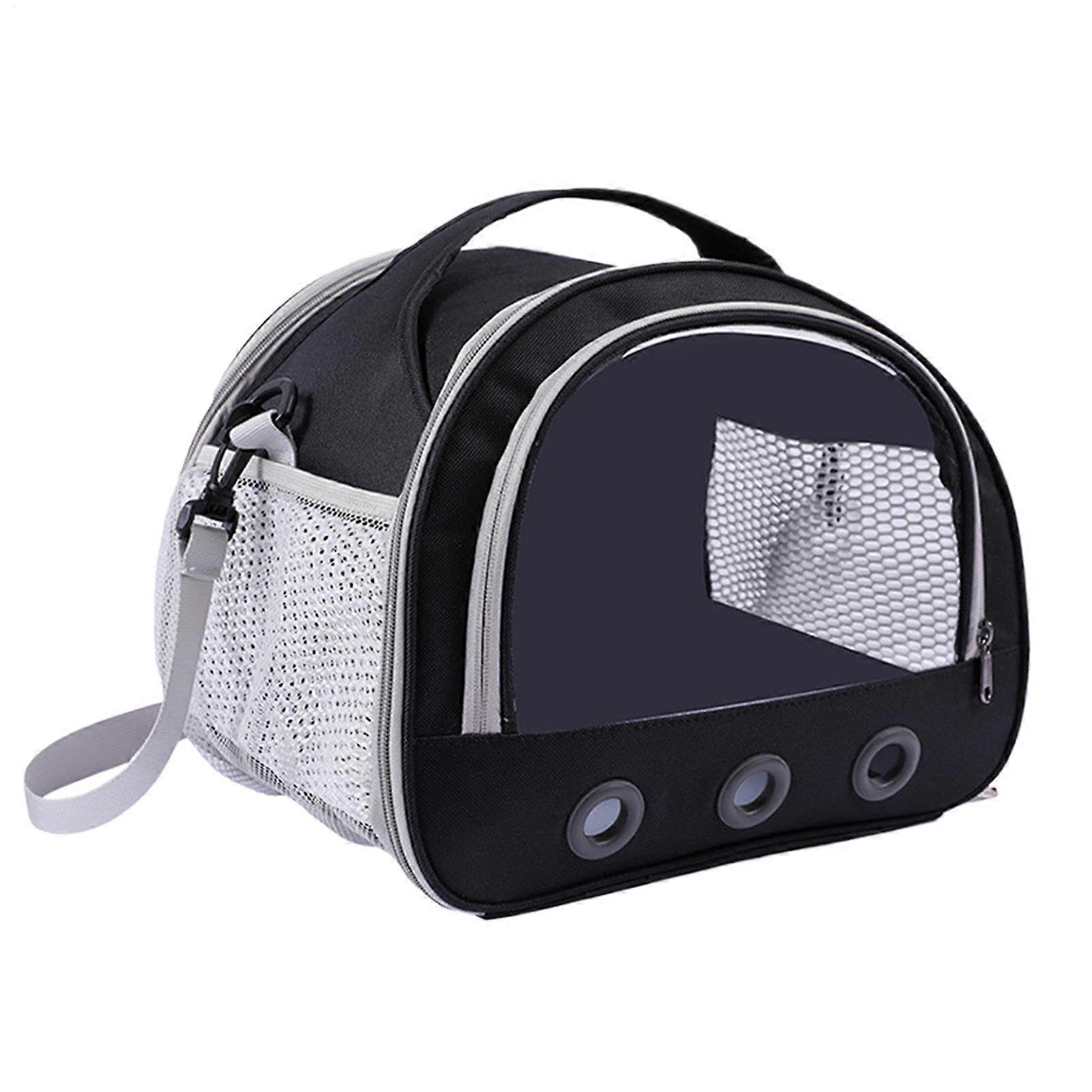 Hamster Carrier Bag, Portable Guinea Pig Carrier with Transparent Window, Multifunctional Small Animal Handbag in Black