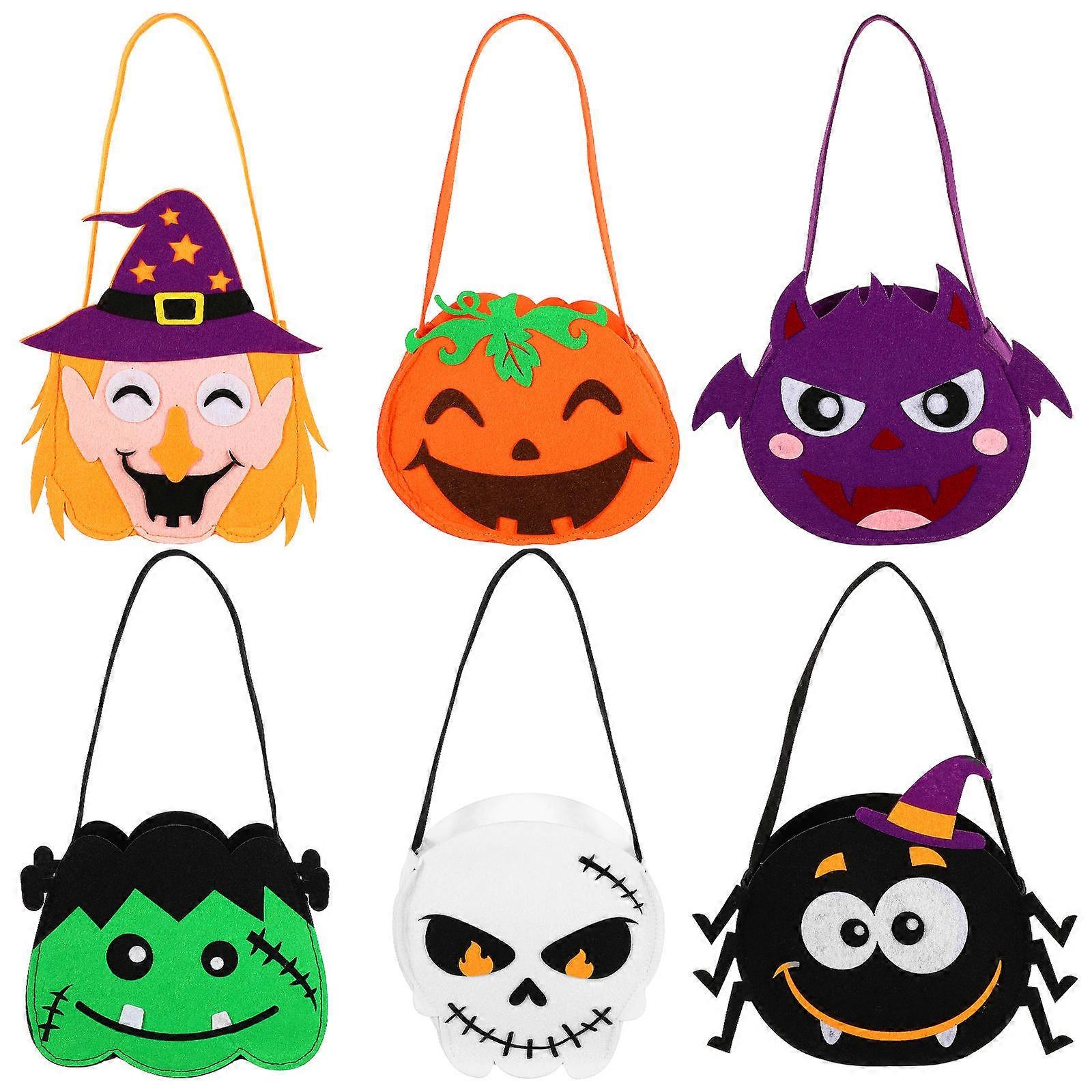 Halloween Portable Candy Bag Pumpkin Bag Decor for Trick-or-Treat Reusable Storage 31.00X25.00X6.00cm 6Pcs