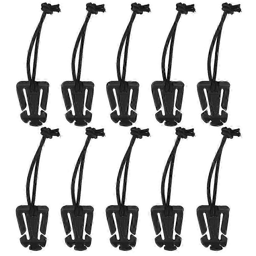 10pcs Molle Web Dominator Buckles Strap Clip Belt Keeper Tactical Strap Management Tool with Elastic String for Backpack Webbing (Black)