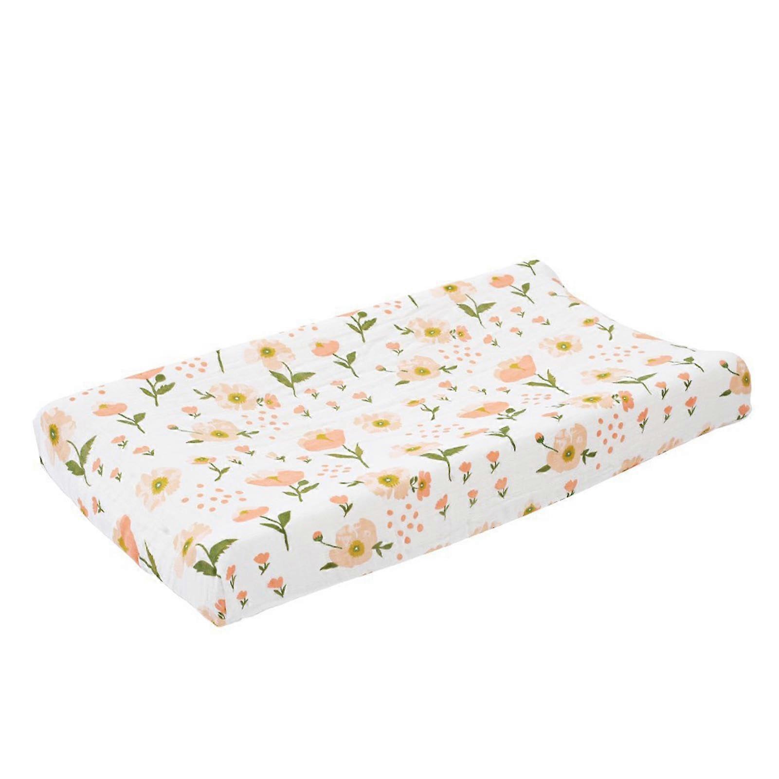 Changing Mat Cotton Breathable Waterproof Changing Pad, 32 x 16 Inch, Flesh Pink Flowers