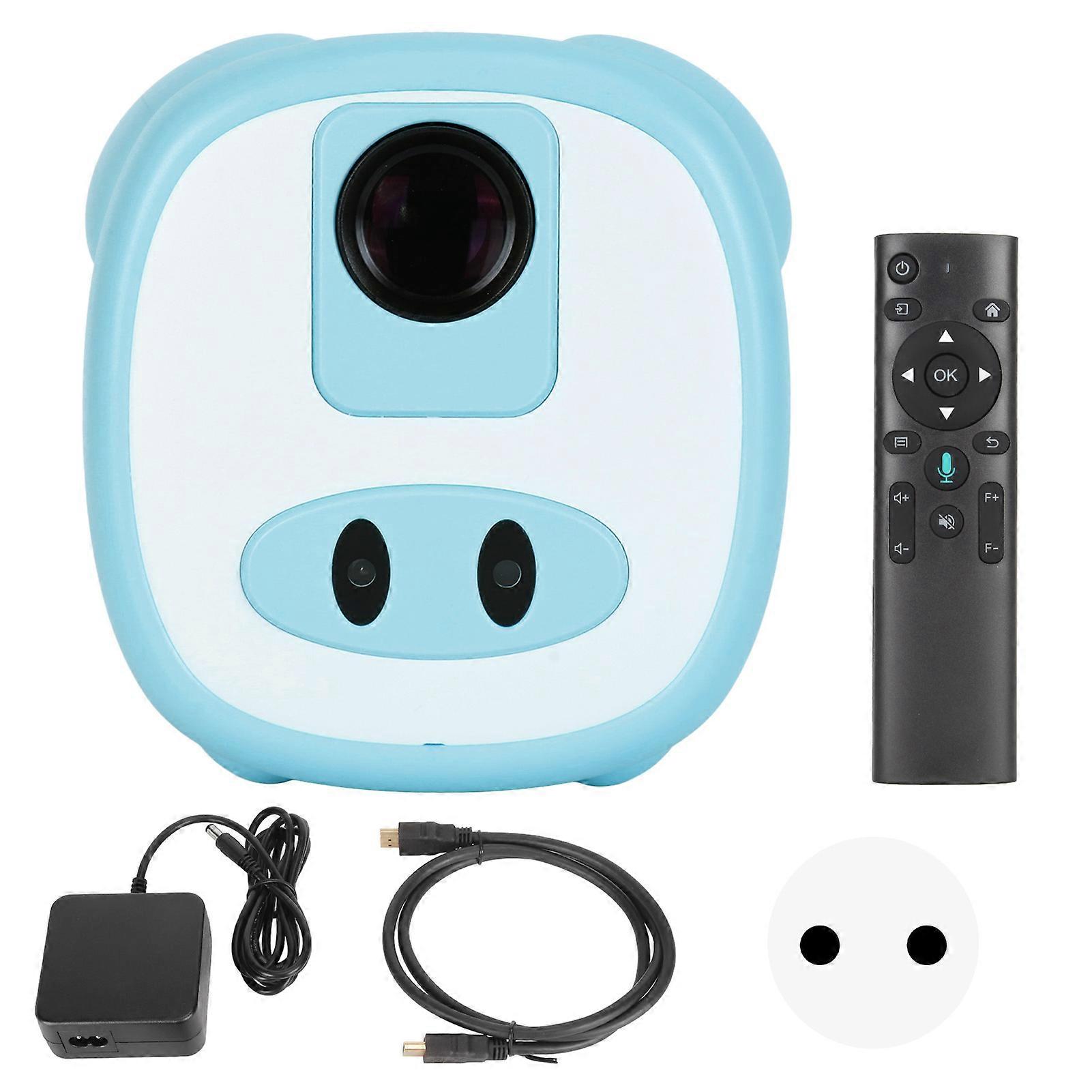 Mini Portable 1080P HD Projector for Android 9.0 with Bluetooth & WiFi - Blue EU Plug