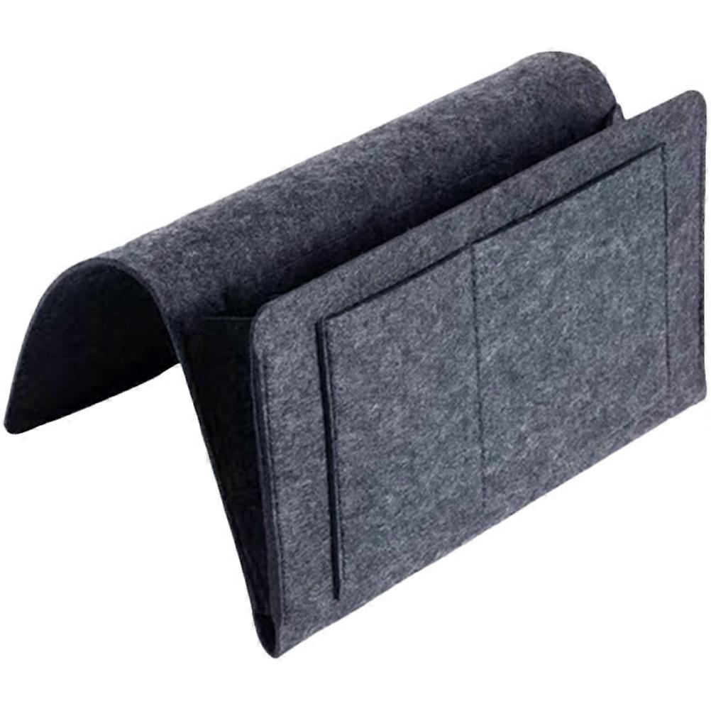 Multifunctional Felt Storage Bag with Pockets for Bedside, Remote Control Holder, Hanging Organizer in Dark Grey