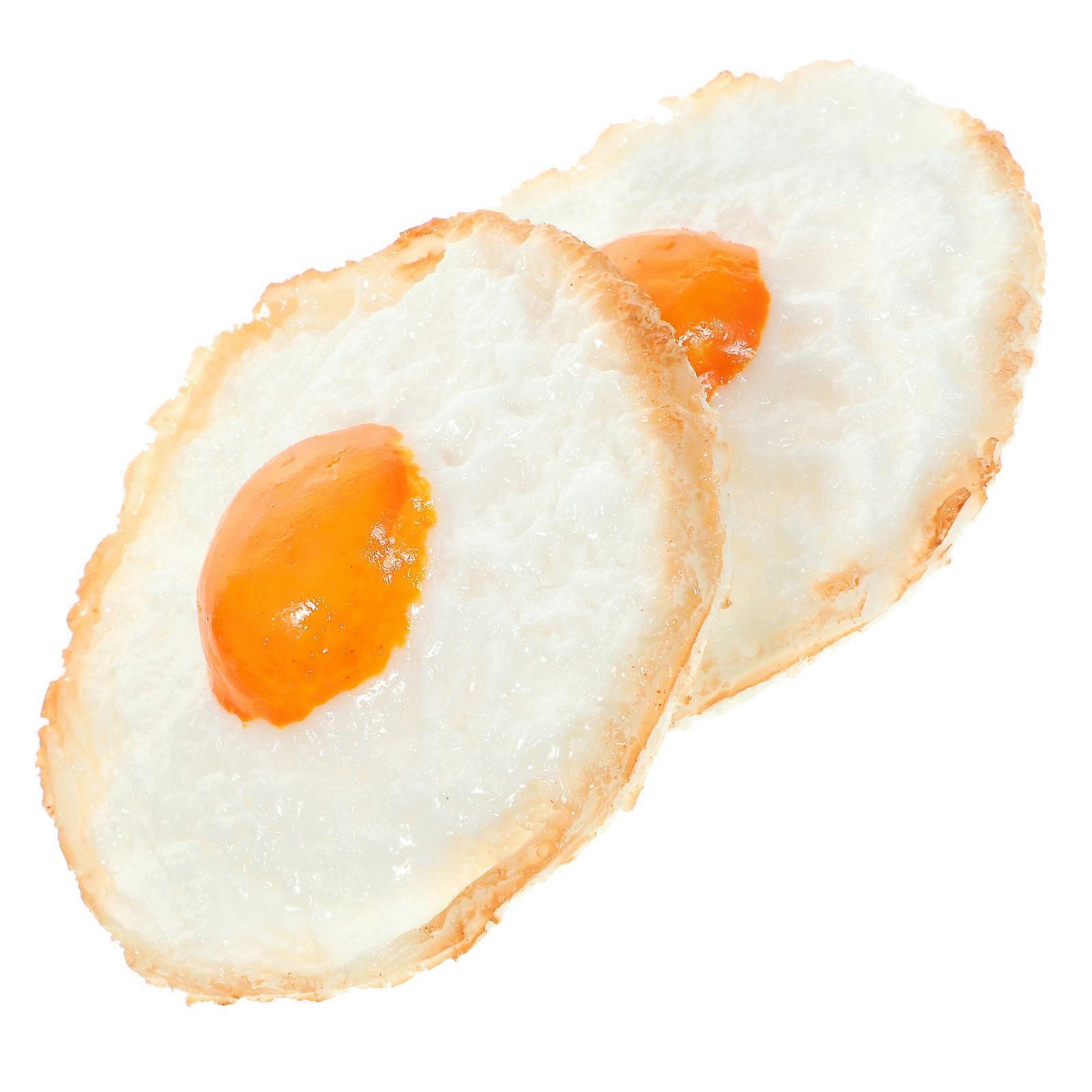 4pcs Resin Fried Egg Models Multi Function Simulated Decorative Fake Food for Desktop Display Bright Lifelike Kitchen Décor