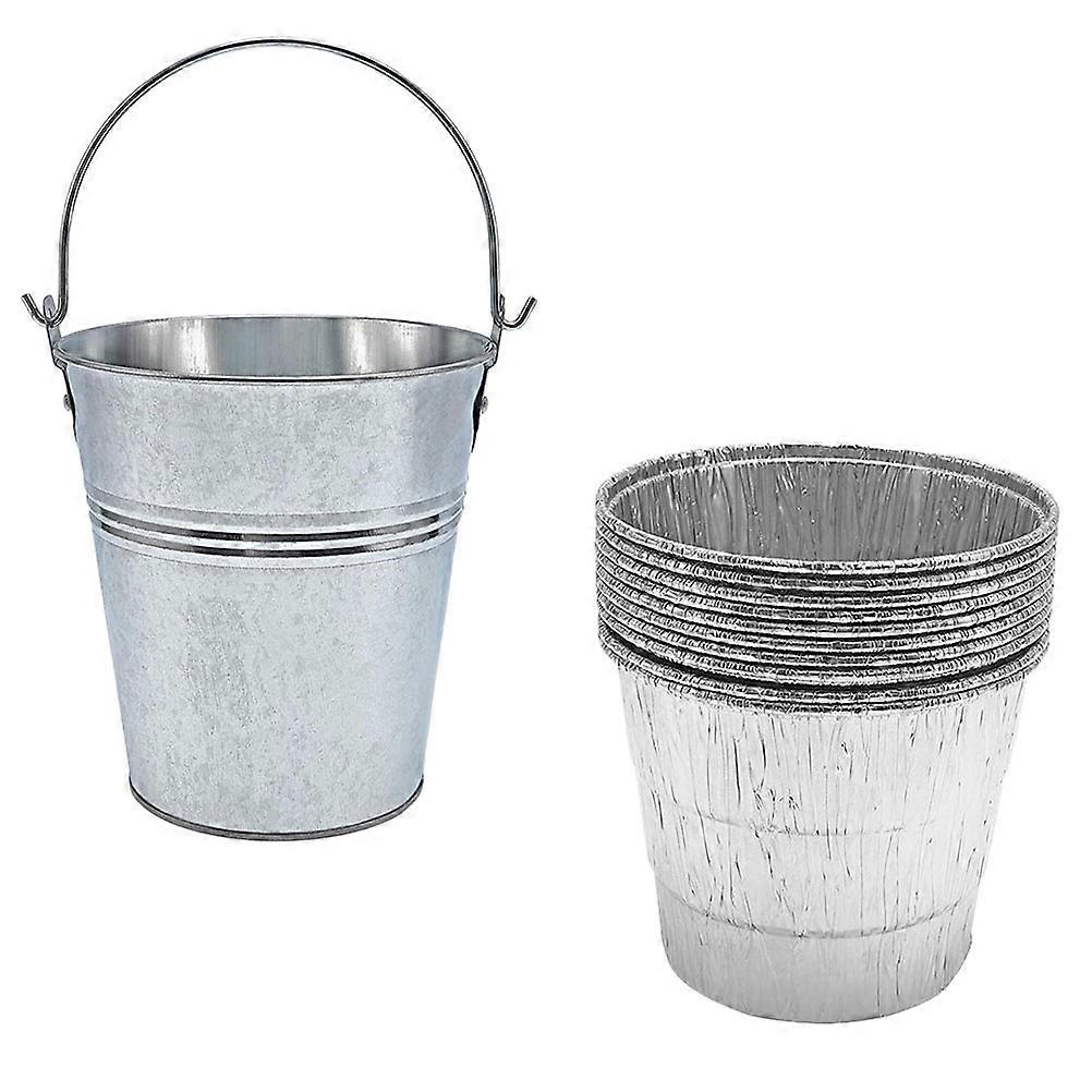 Portable BBQ Grease Drip Container with 10pcs Foil Liners and Drip Grease Bucket