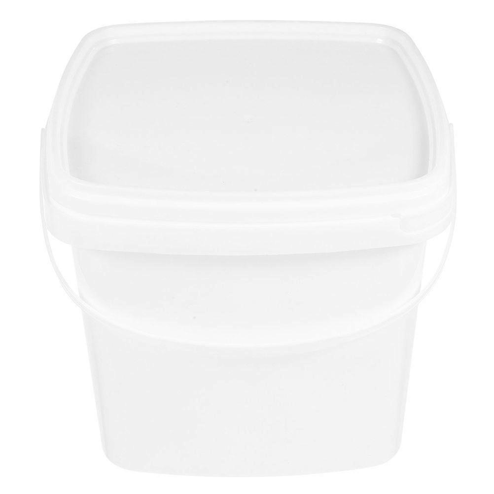 Portable Water Bucket with Handle and Lid for Decoration White PP Material 2L