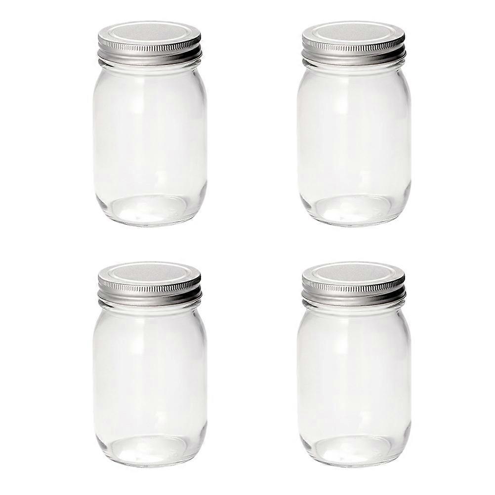 Multifunctional Glass Food Container with Lid for Storage Ideal for Canned Fruits and Salads 4 Pcs Transparent