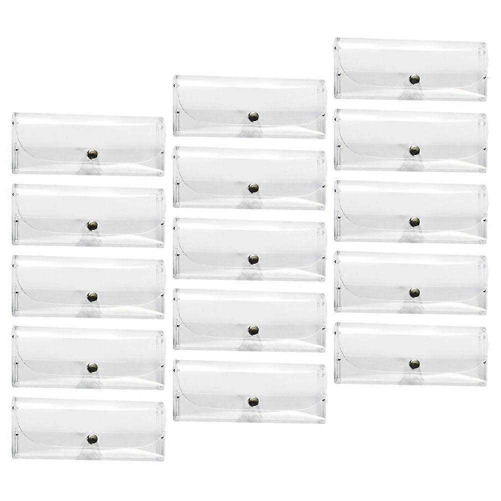 a refined product description for your item:
**15pcs Transparent Eyeglasses Cases – Durable Plastic Sunglasses Holders with Button Closure –