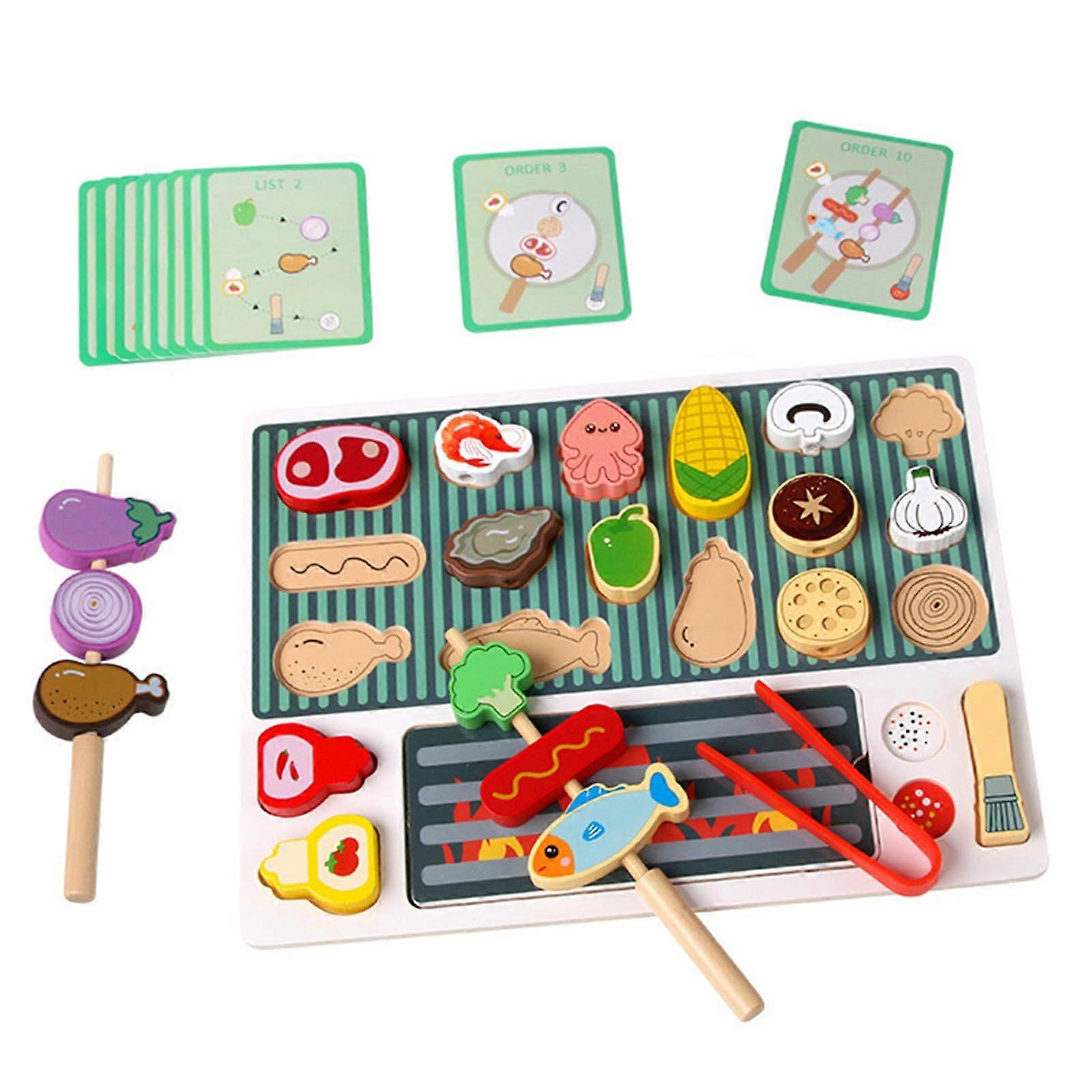 Simulation Kitchen Playset Food Grills Toy Matching Puzzle Cooking Set Kids Educational Fine Motor Skills Learning Toy
