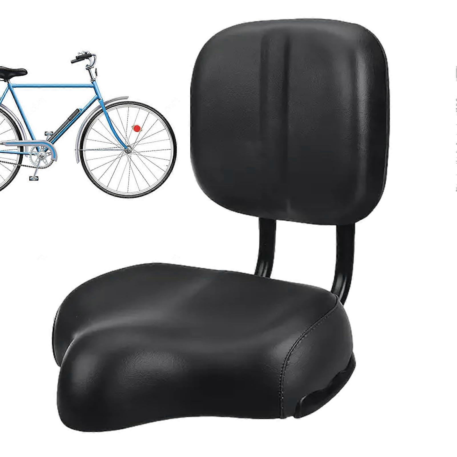 Bicycle Seat With Backrest, Oversized Comfort, Plus-Size Tricycle Saddle, Wide Padded Cushion, Soft Backrest, Black