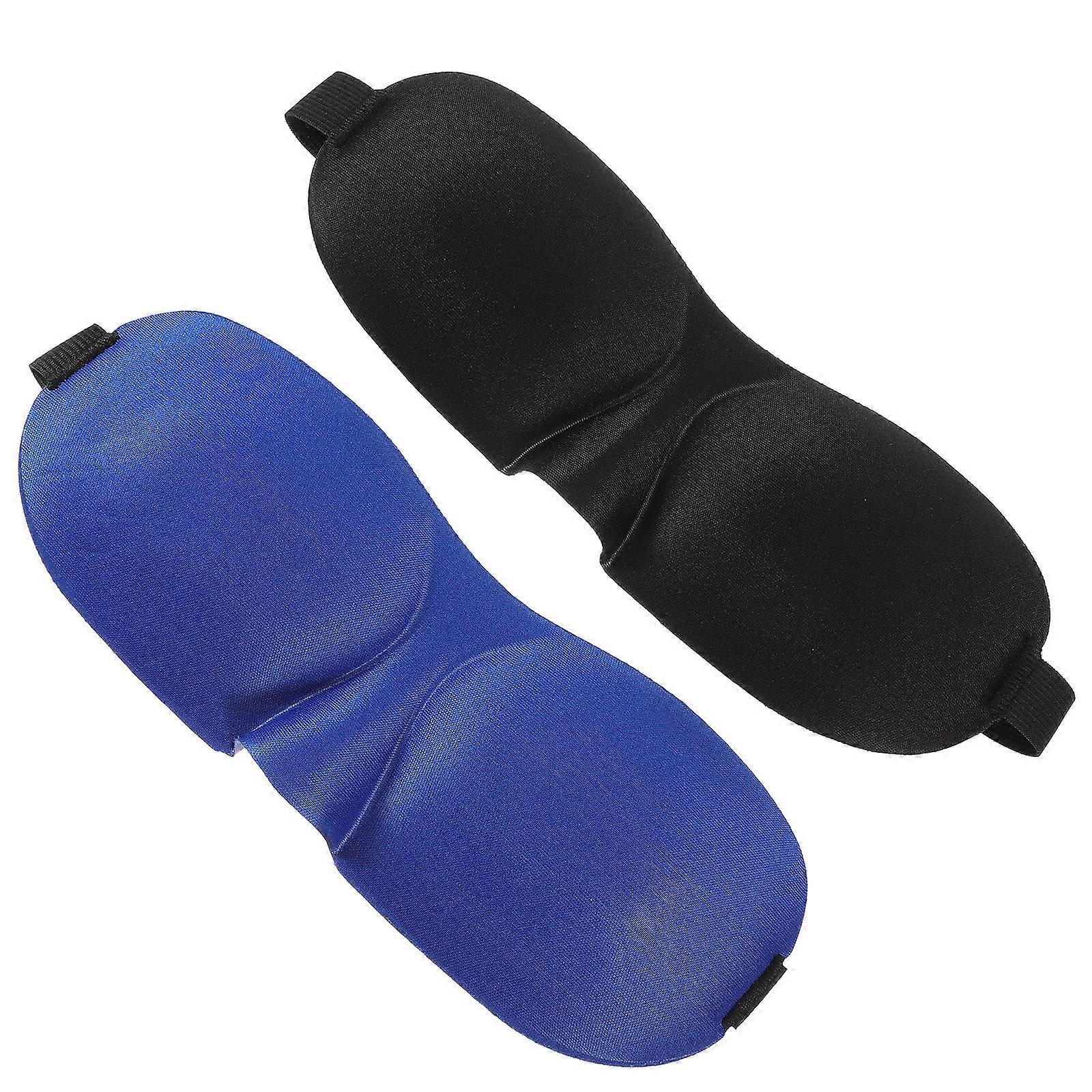 Sleep Masks 3D Contoured Light Block For Travel Home Use Black Polyester 2Pcs
