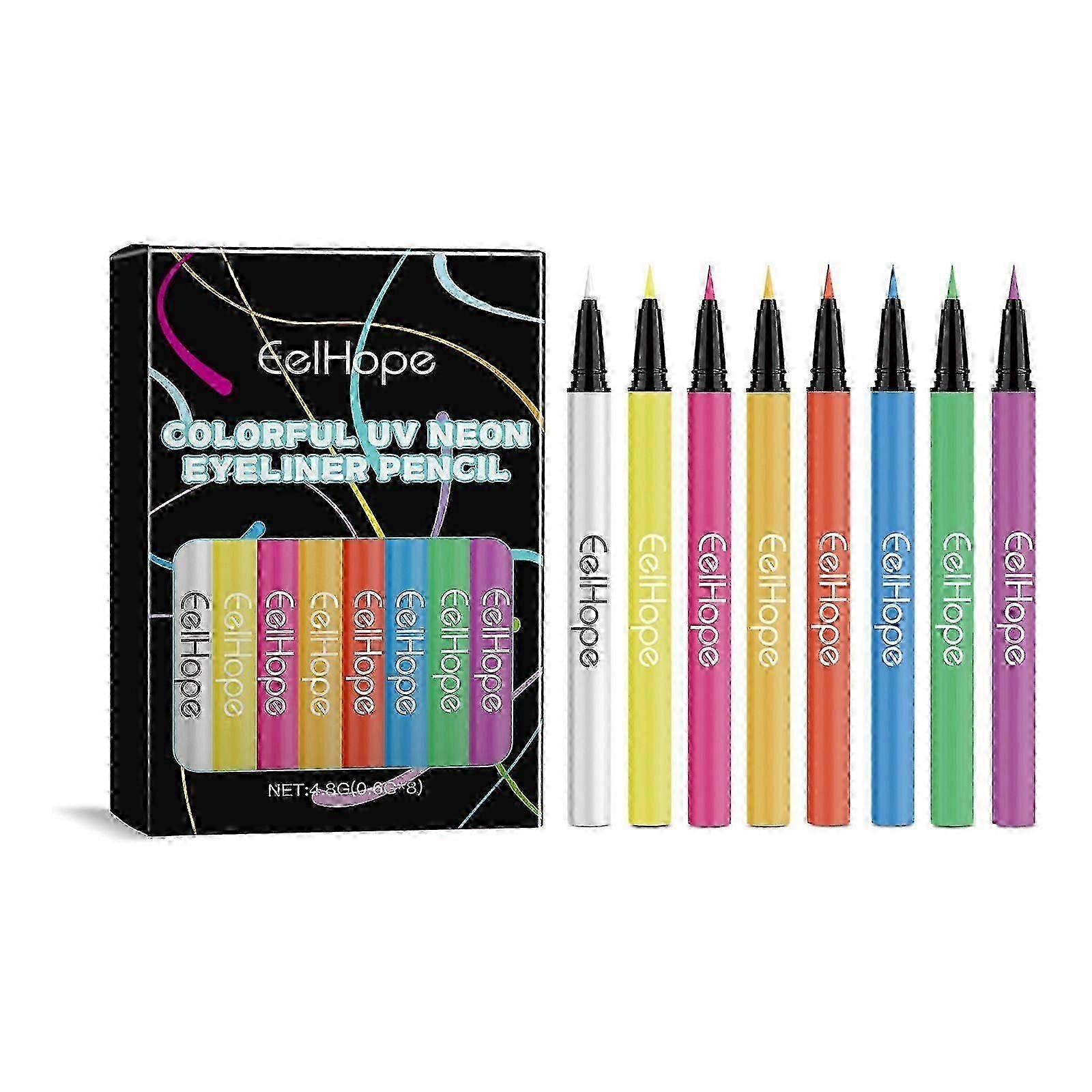Eelhope 8 Colors Party Neon Liquid Eyeliner Silky Smooth Color Development Moisturizing Smooth Eyeliner