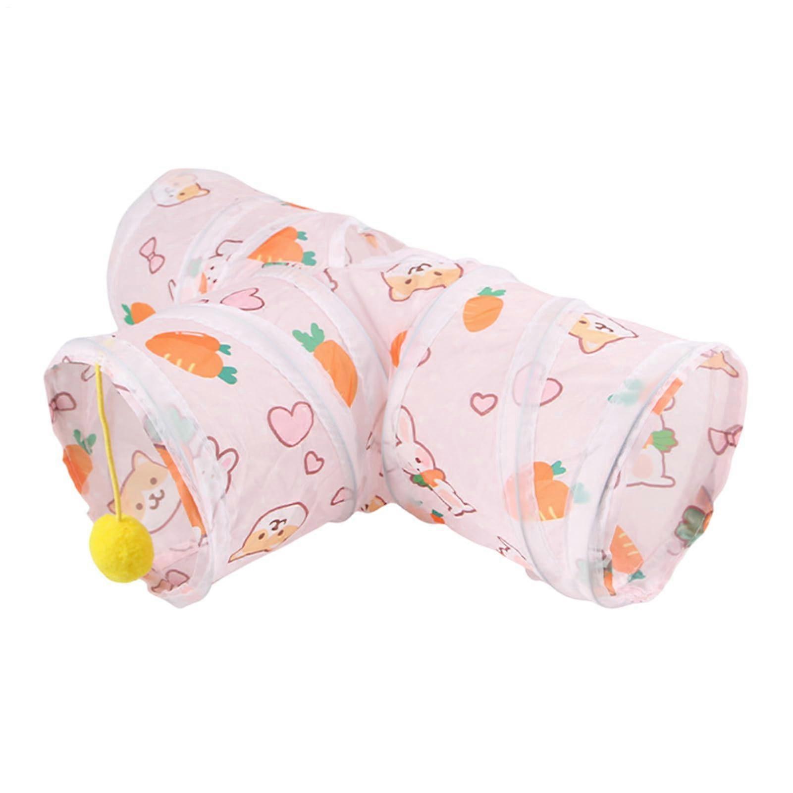 Bunny Tunnel for Rabbits, Foldable Toy Rabbit Tunnel with Play Ball