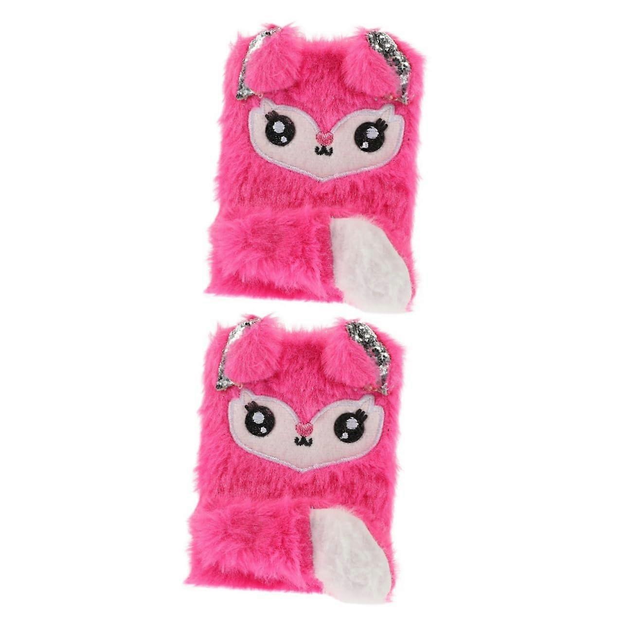 2st Mini-notizbuch Plush Fox Notebook For Girls, 2-Pack Mini Plush Diary, Fox Plush Journal, Travel Notepad