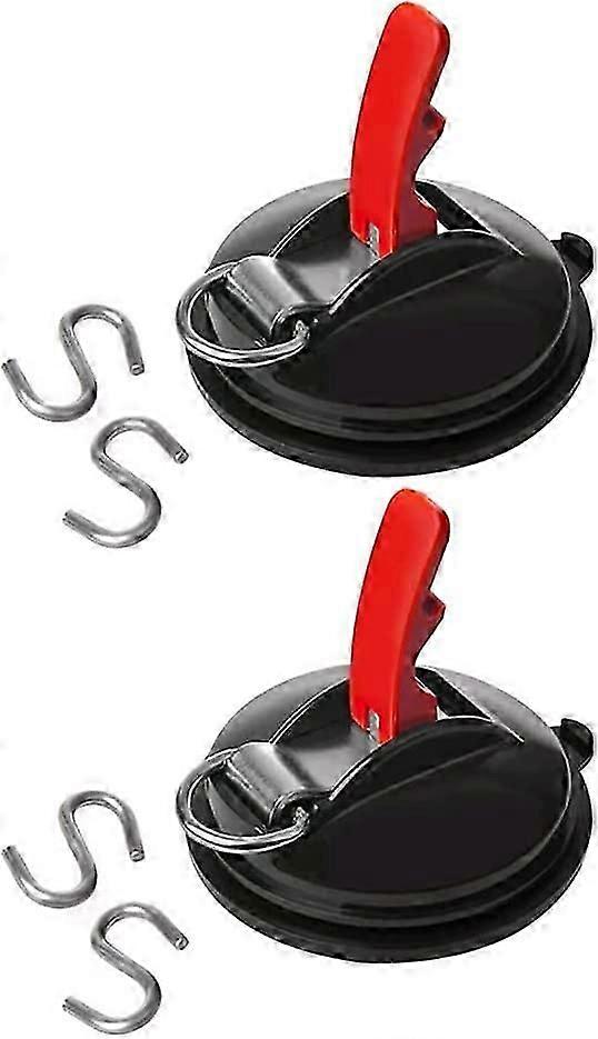 2pcs suction cups with 4 s hooks, multifunctional suction cups super strong suction hook for car camper motorhome tensioner