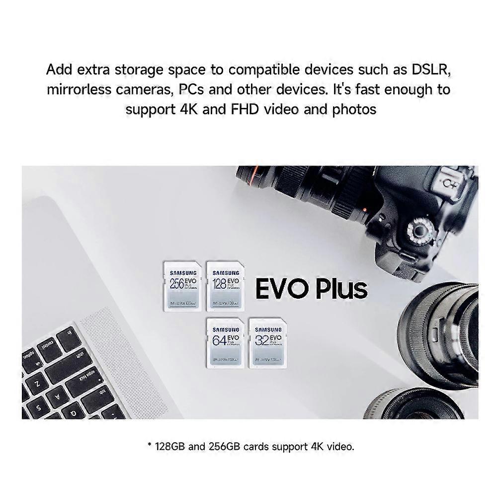 SAMSUNG 32GB EVO Plus SD Card U1 V10 130MB/s Speed for DSLR Camera and Laptop