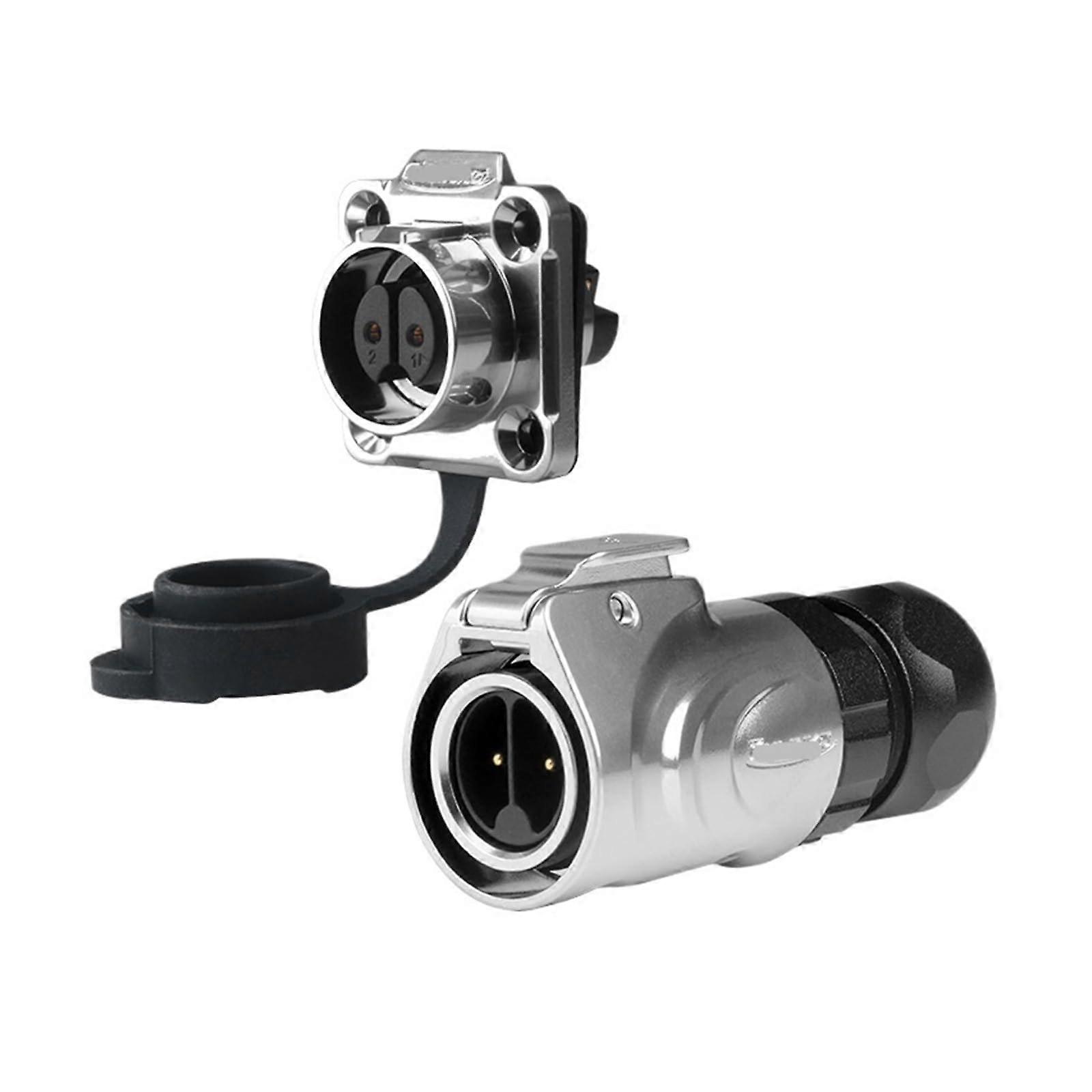 Aviation Socket Crimp Connector 2-Core Wire, Full Metal Waterproof, Durable Seal, LP16, Flange Mount