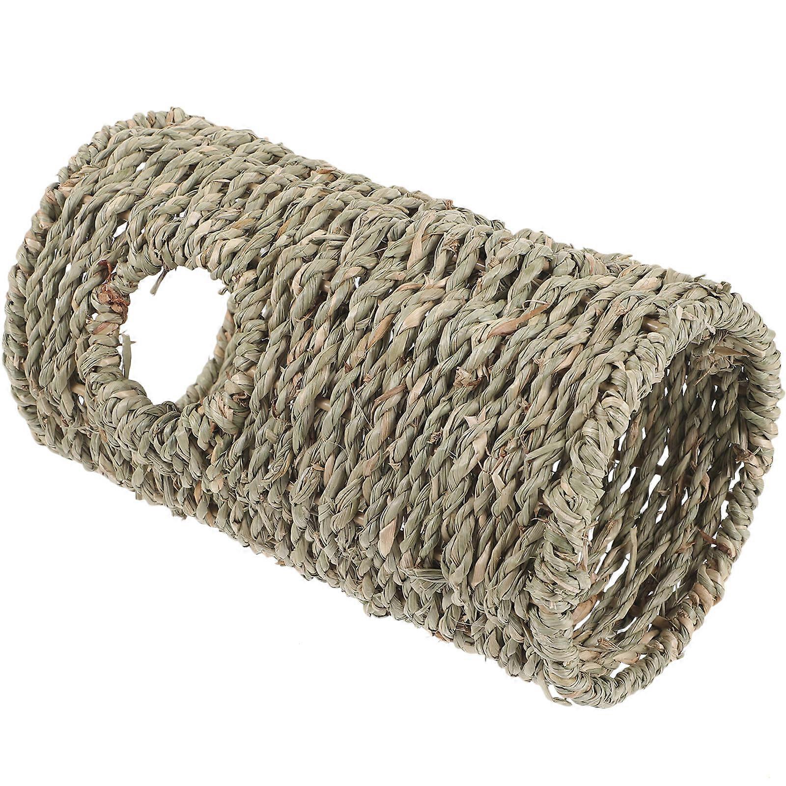 Hamster Tunnel Toy Durable Straw Tunnel Hideout For Small Animals Perfect For Chewing 19.5X11Cm 1Pack