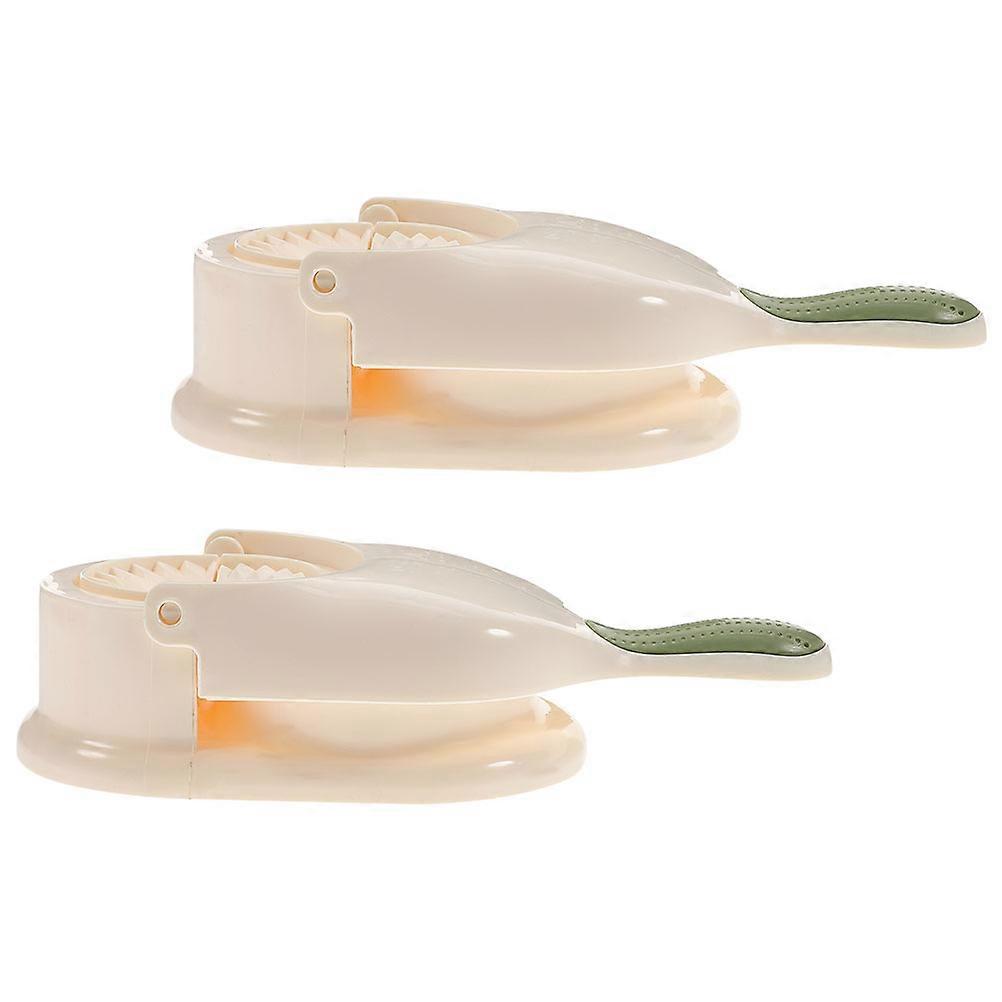 Dumpling Presser for Kitchen Use with Longer Handle and Flat Surface Made of PP Beige 2Pcs
