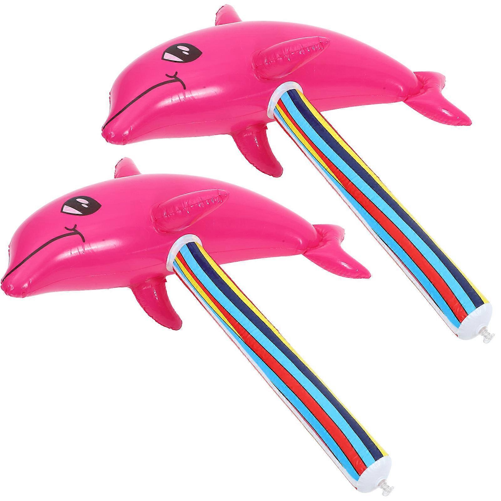 Portable Inflatable Dolphin Cheer Sticks Party Props Cheerleading Noise Maker Decorative 2Pcs