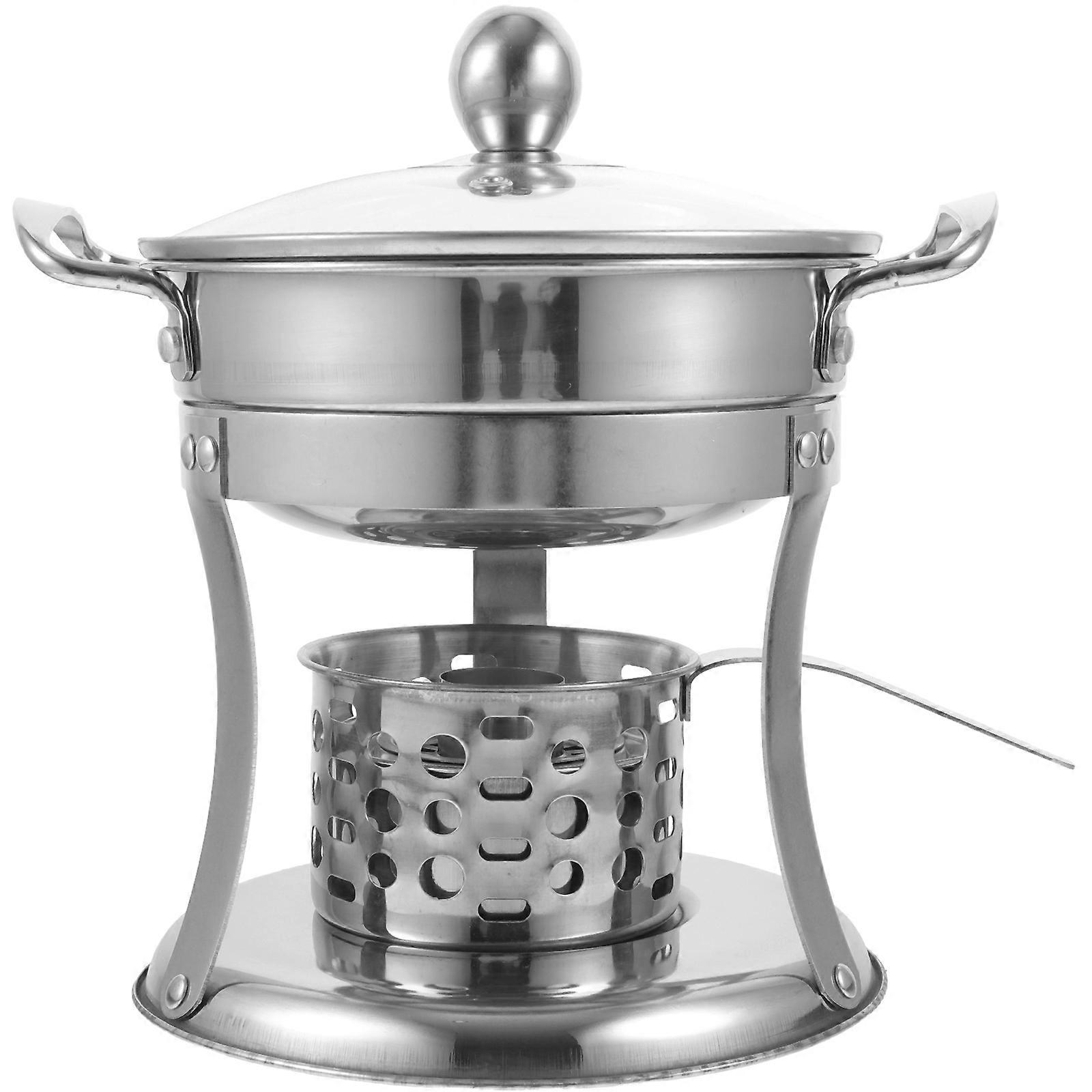 Stainless Steel Single Serve Hot Pot with Stove, Durable Chinese Style Cooker for Individual Meals, Easy to Clean Polished Surface