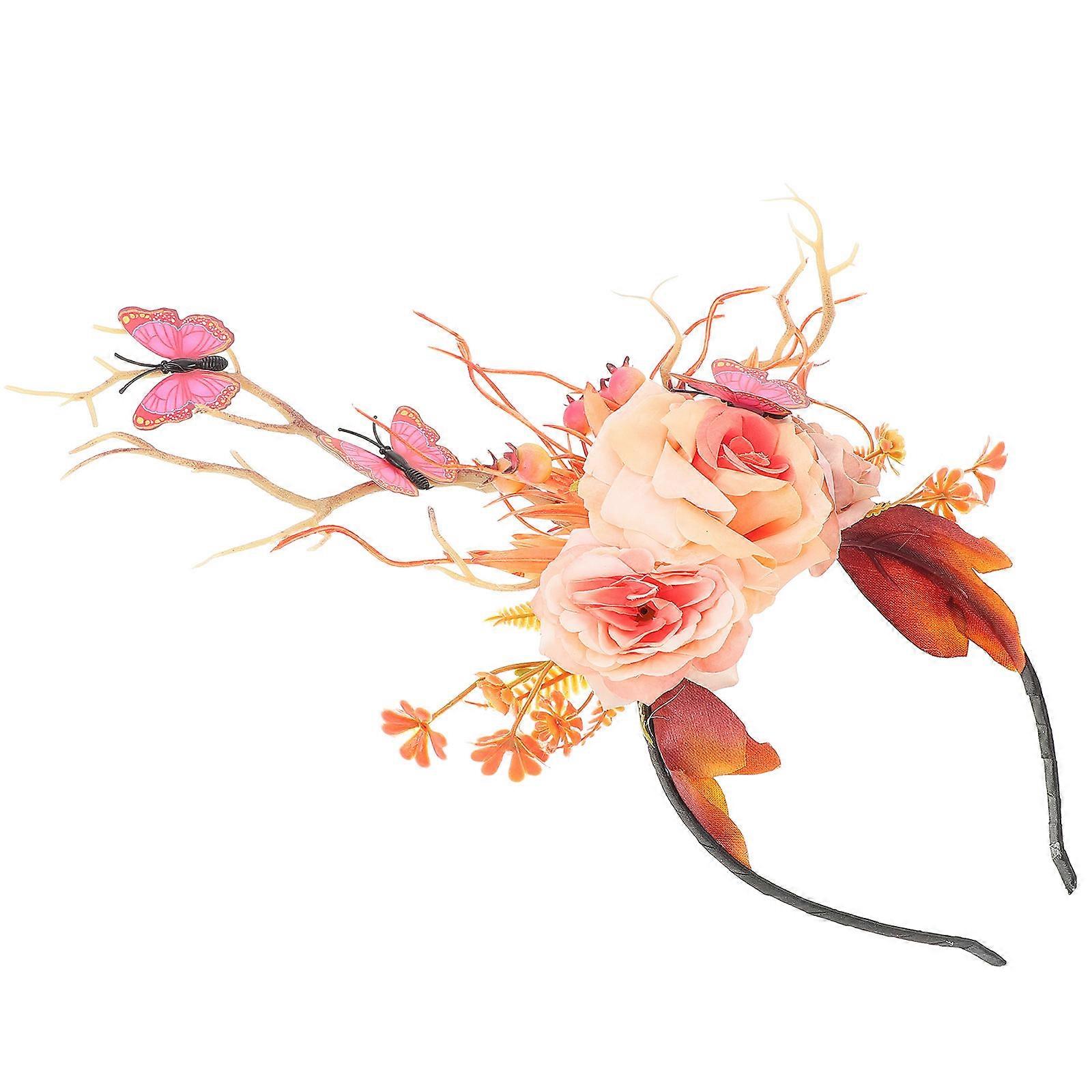 Reindeer Antler Headban Tree Branches Headband Cosplay Masquerade Party Retro Style Multi 35.00X21.00X6.00CM Role-Playing Prop 1Pcs