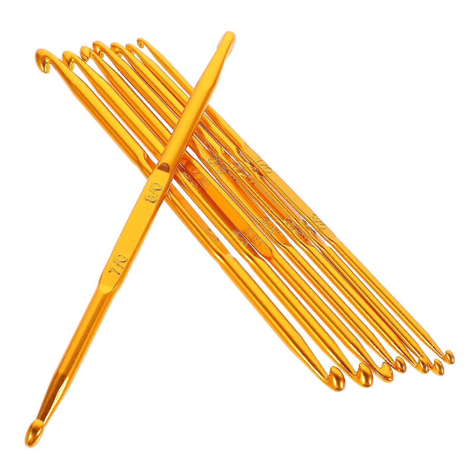 8pcs Double-headed Crochet Hooks for Knitting Shoes Hats Sweaters Gloves in Golden Color Smooth