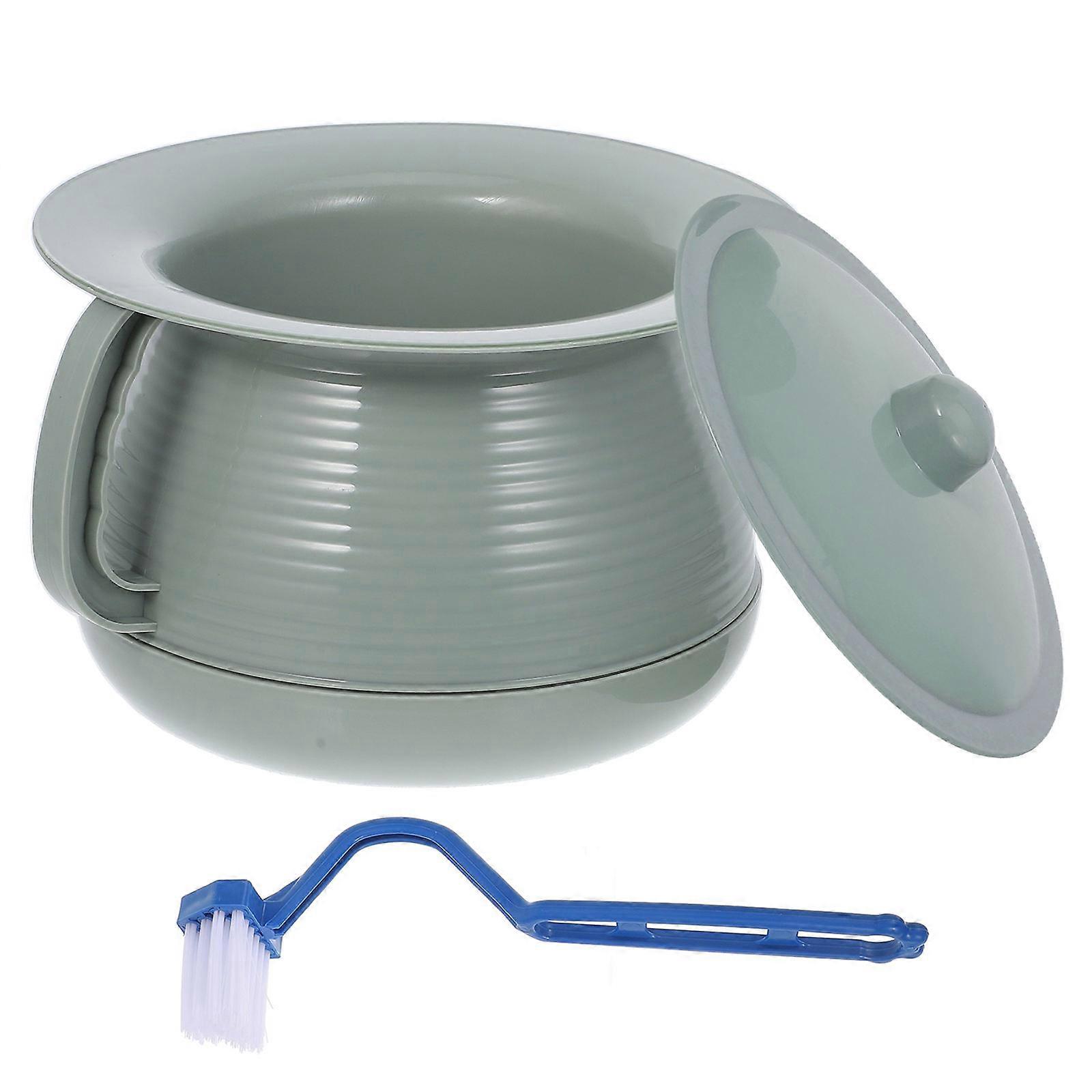 Green Sturdy PP Material Potty with Lid and Handle for Bedroom Storage Use 1 Set