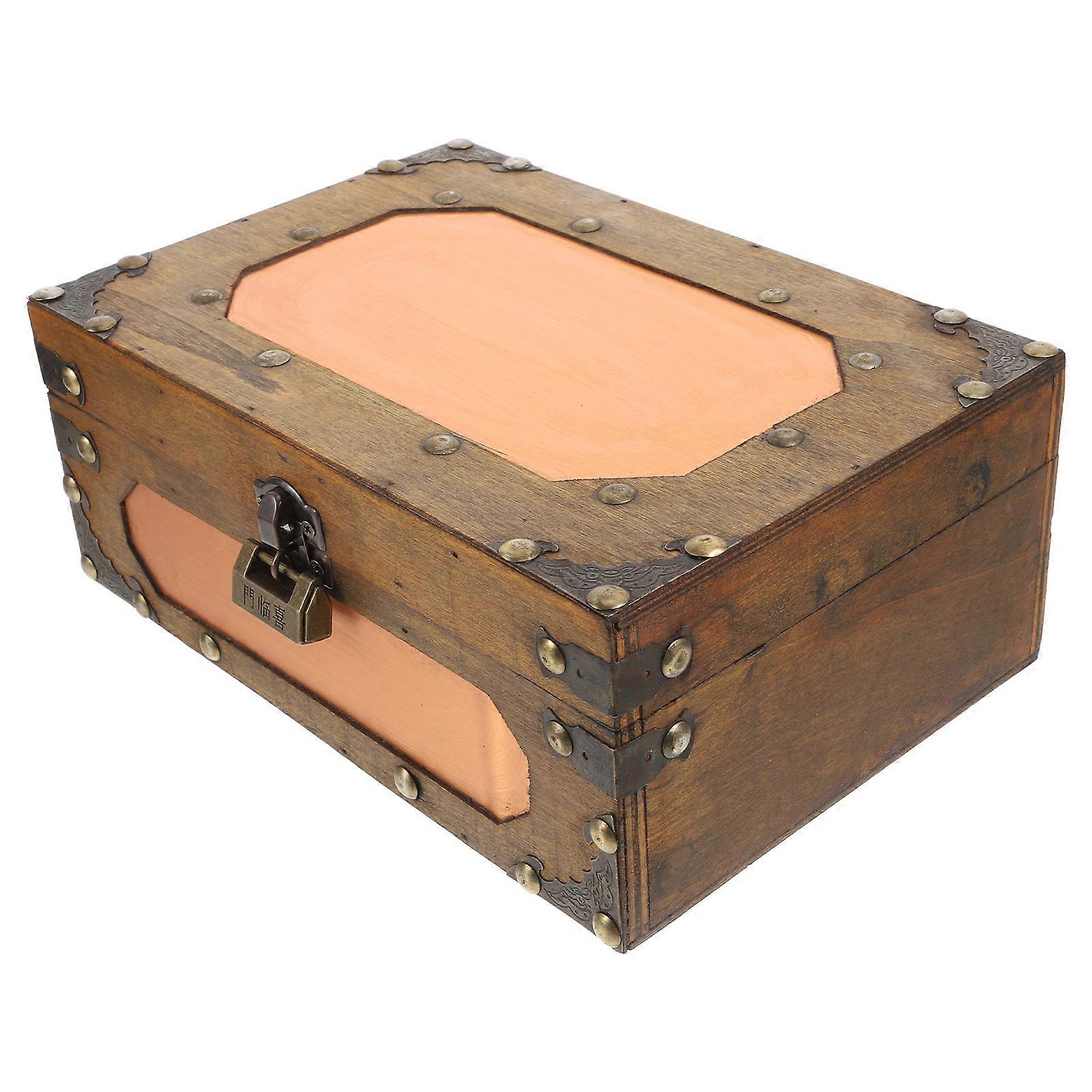 Vintage Keepsake Storage Box for Home Decor Multifunctional Wood Box with Lock Design and Quality 7.8 Inches
