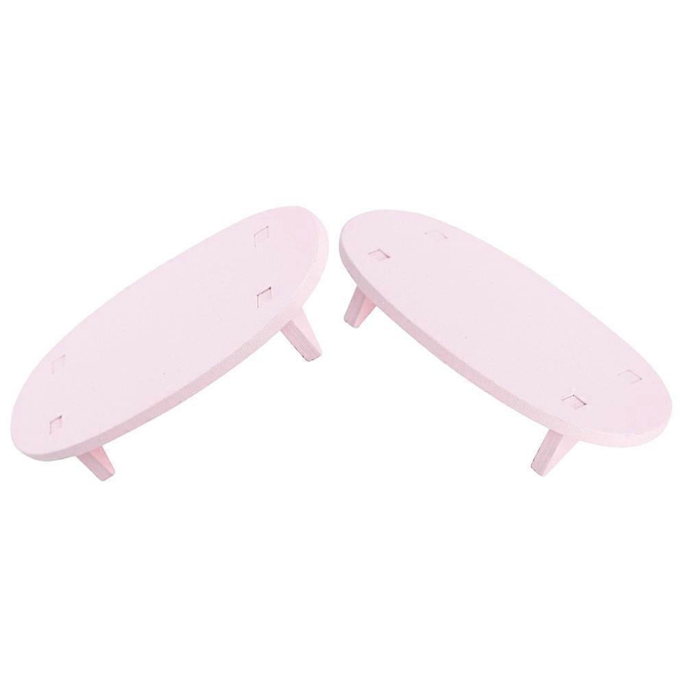 Mini Wooden Table for Doll House Decor Pink Color High Simulation Effect 2 Pieces