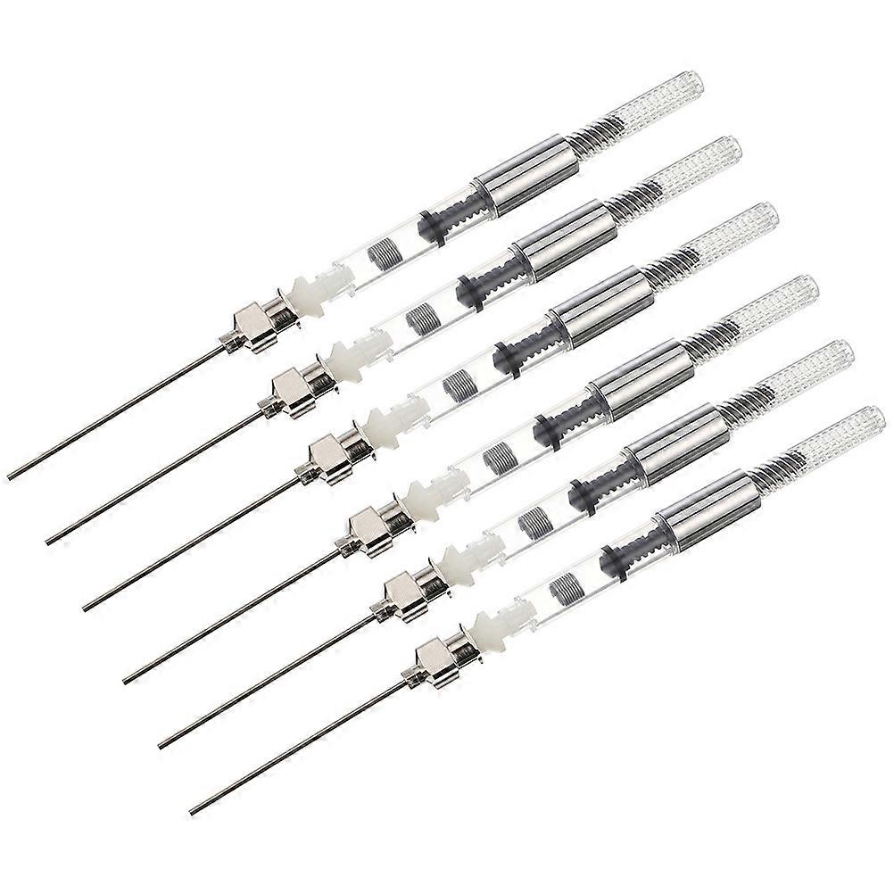 Fountain Pen Ink Absorber 6pcs Stainless Steel and Plastic Refill Tool for Easy Ink Absorption Silver