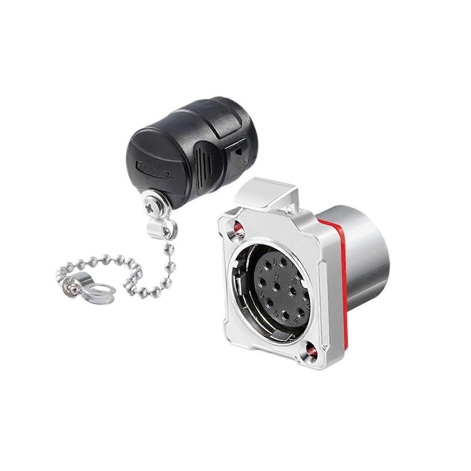 BD24 Metal Aviation Socket, IP68, 10-Core Quick Plug, Power Signal, Female Socket
