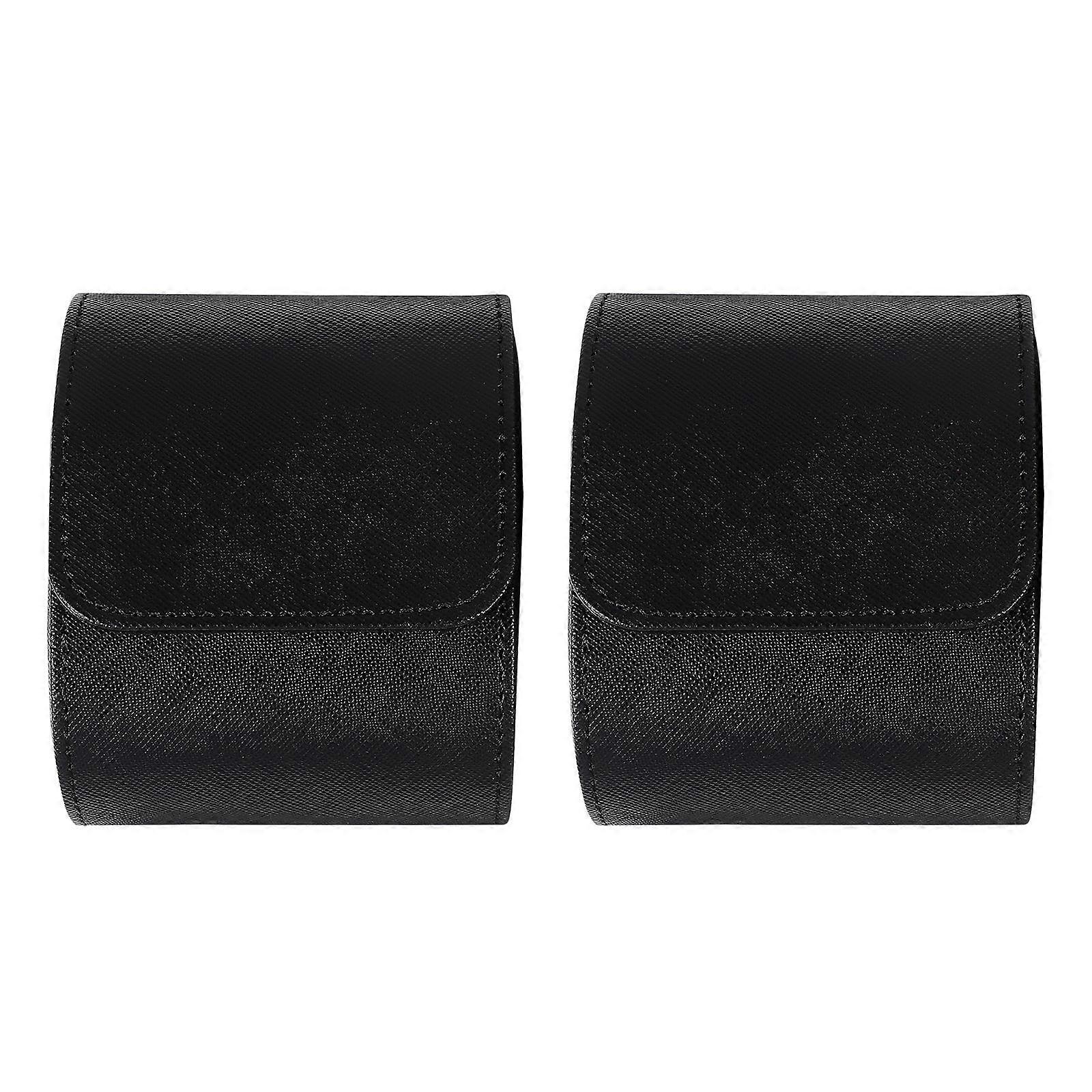 Jewelry Display Case PU Organizer For Watches In Elegant Black Color Ideal For Personal Use And Travel 2Pack