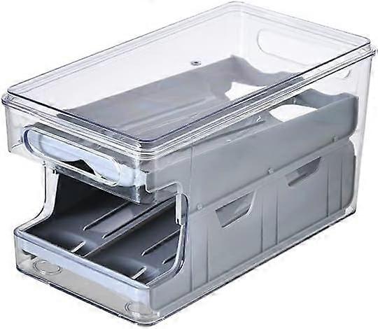 Doppelschichtiger Eierhalter für Kühlschrank, Transparente Platzsparende Eieraufbewahrungsbox mit Rollendem Design, 18 Eiern