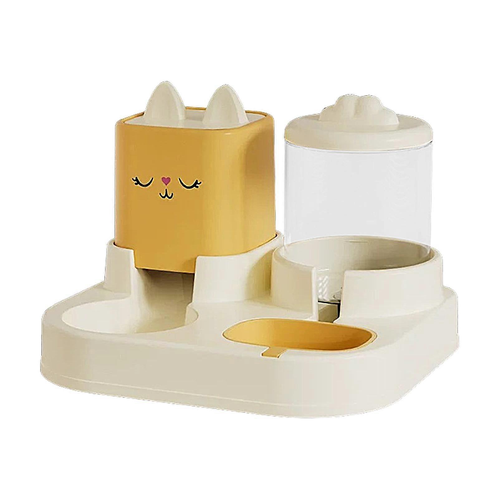 Automatic pet feeder, large capacity automatic cat feeder, dishwasher safe, automatic dry food cat feeder, pet food station, 2200 ML feeder yellow.