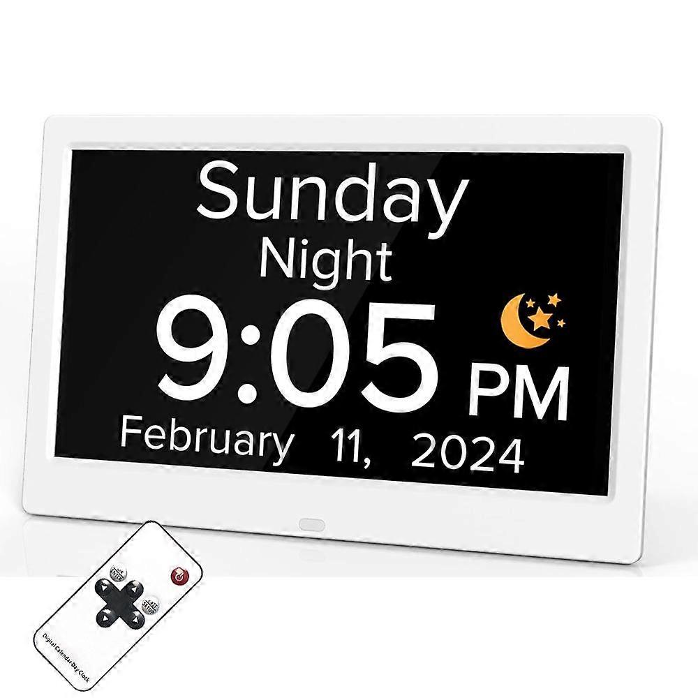 10-Inch Digital Clock With Voice Time Announcement, Auto DST Adjustment, 20 Custom Alarms, 8 Medication Reminders
