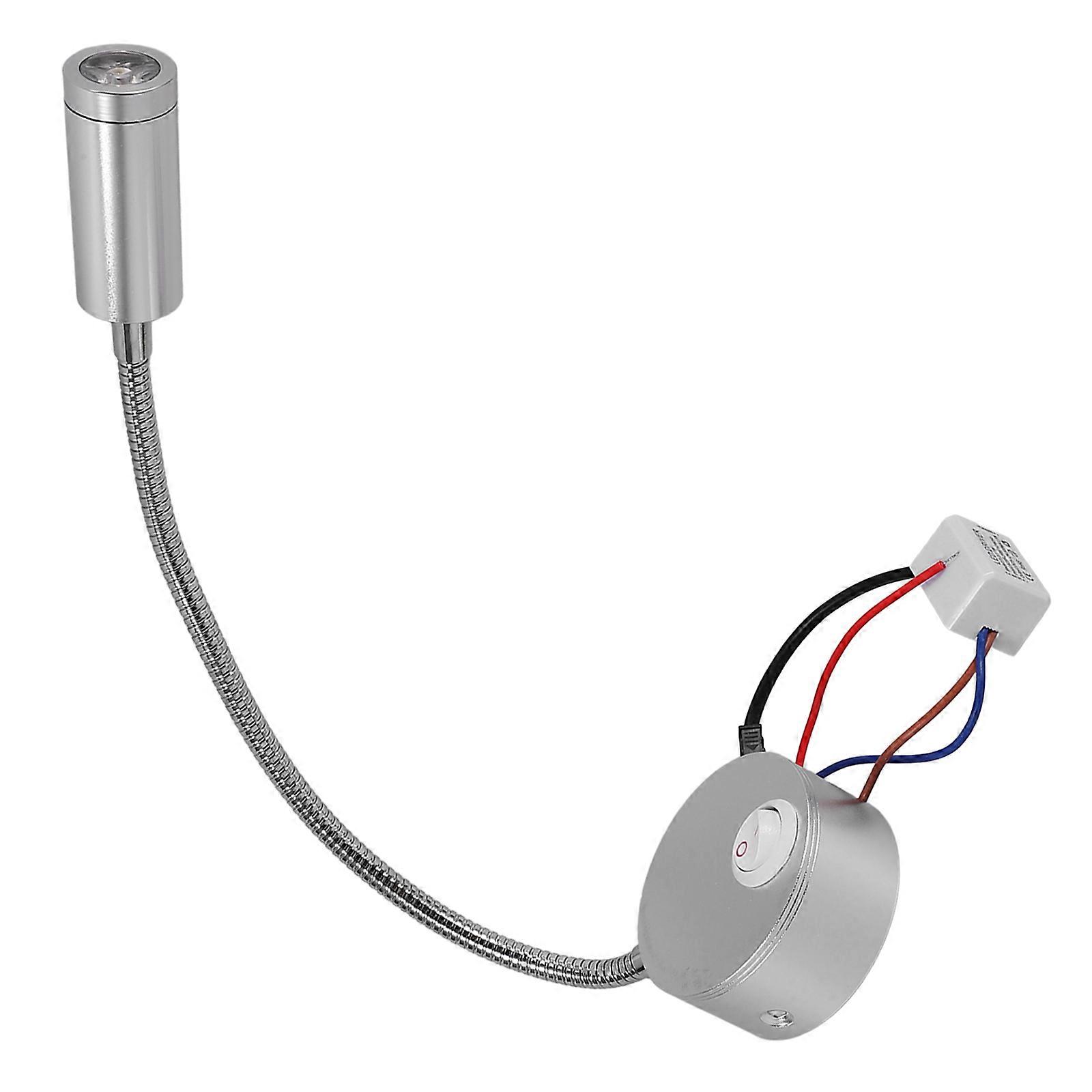 Rotating LED Wall Lamp Flexible Arm LED Reading Light Silver Color 3W