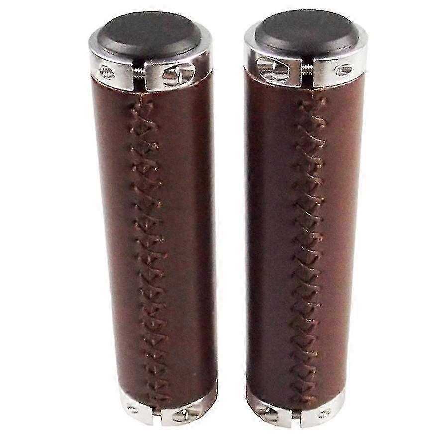 1 Pair Retro Bike Handlebar Grips Soft Pu Leather Mountain Bike Handle Cover Non-Slip Bicycle Cycli 2025