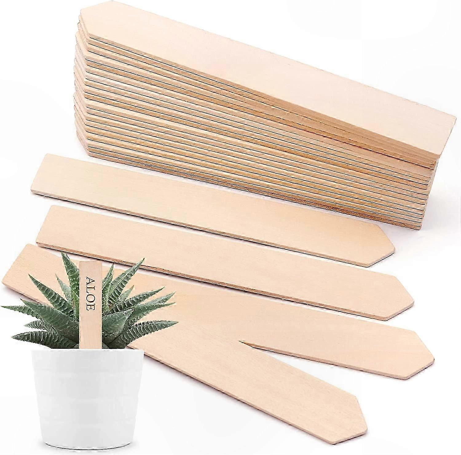 סמני צמחי גינה - מארז 30 תגי עץ טבעי לעשבי תיבול ושתילים (15.3x2.3 ס"מ)