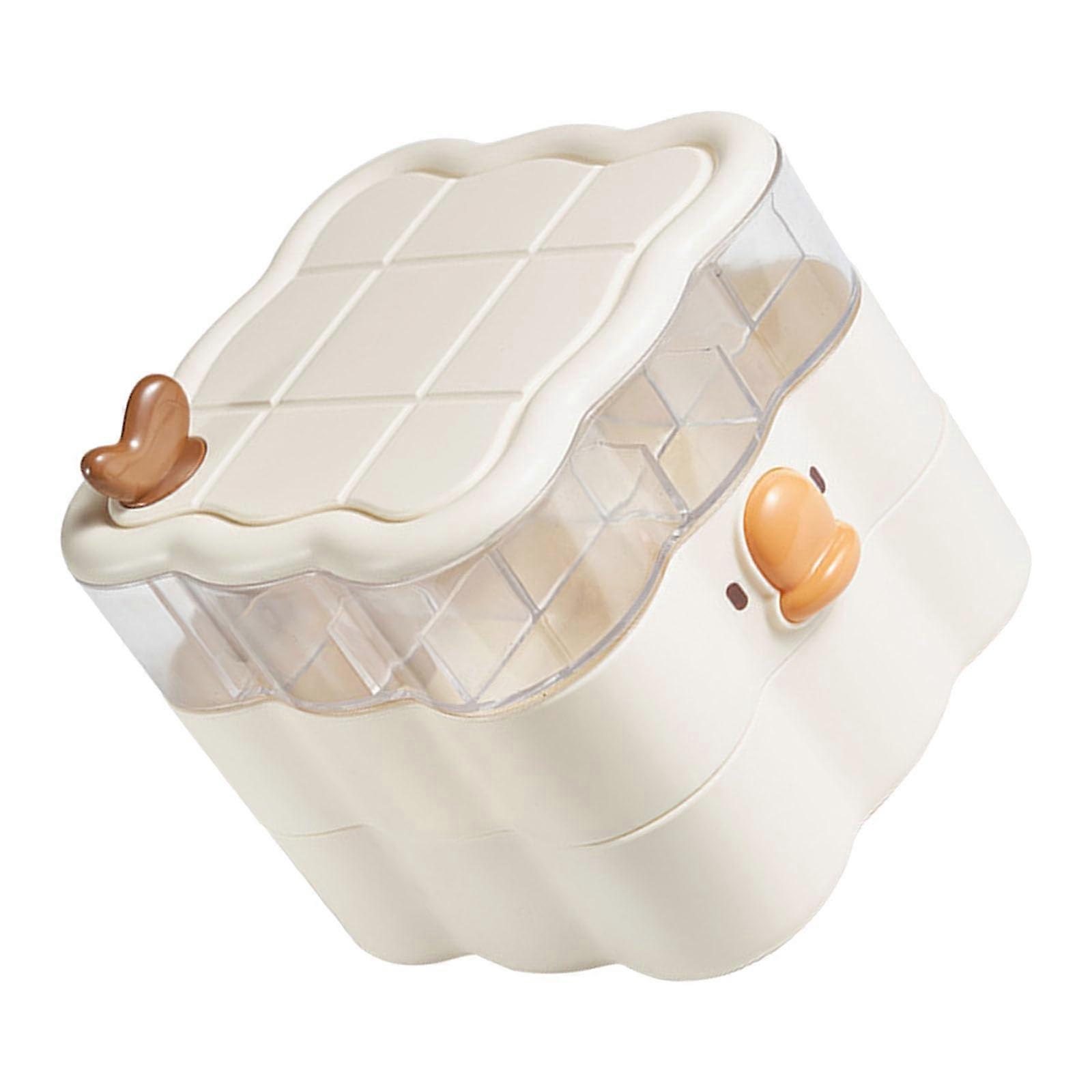 Rotating Multi-Layer Jewelry Box for Earrings and Rings, Space Saving Cosmetic Storage Container, Desk Organizer