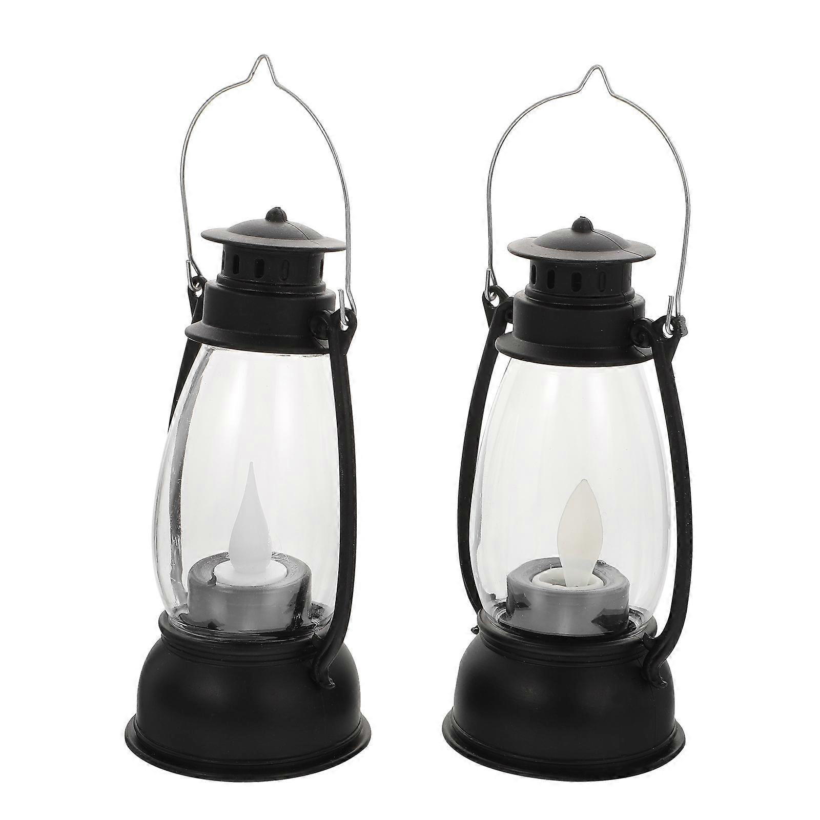 Vintage Kerosene Lamp For Countertop Decoration Festive Creation 5.1×2.6×2.6in Black 2Pcs