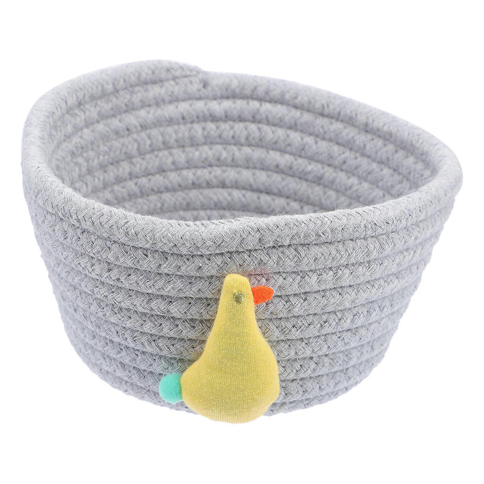 Round Cotton Rope Storage Basket For Restaurant Use With Grey Color 1Pc