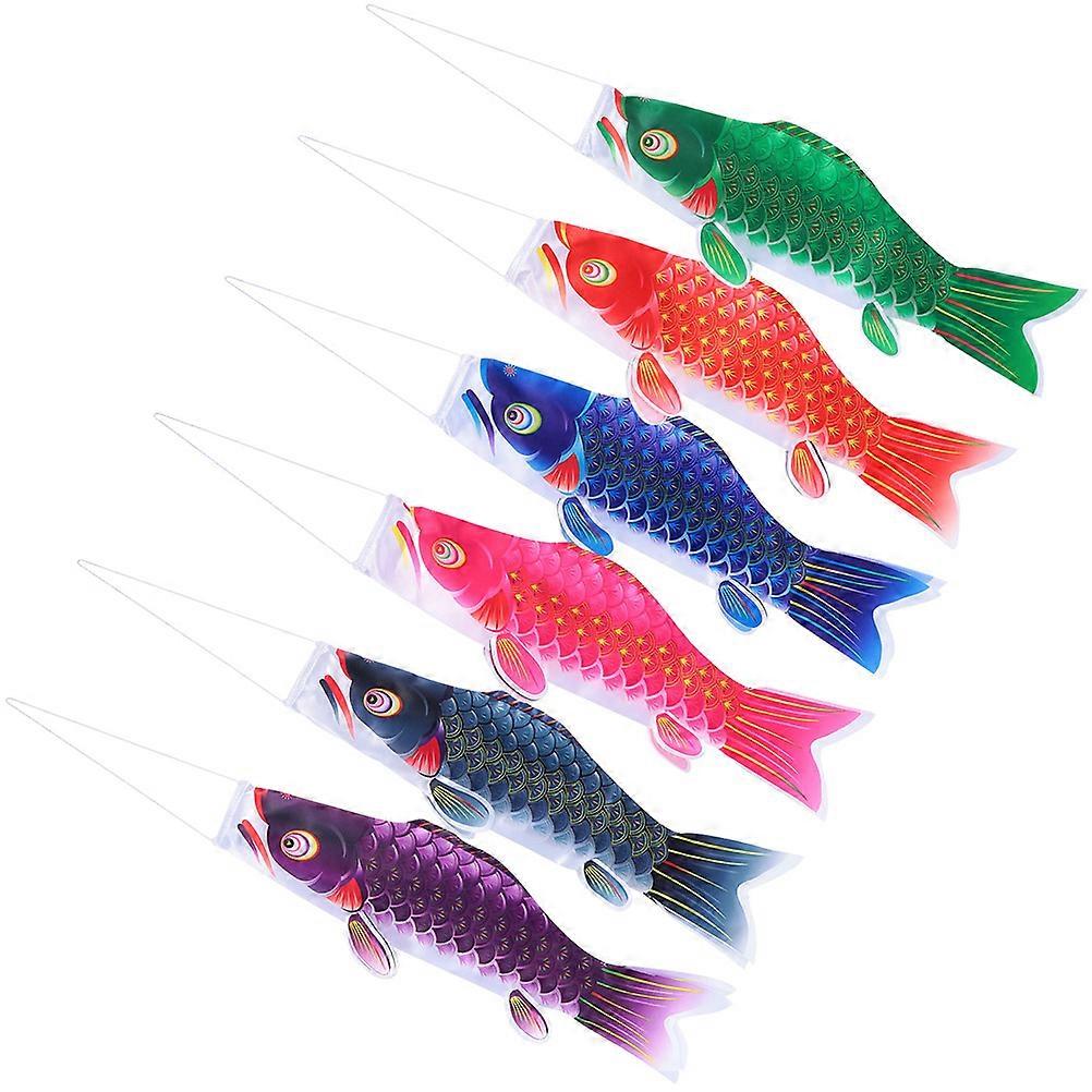 Hemoton 6pcs Japanese Style Carp Flags Wind Direction Flags for Sushi Restaurant Pendants